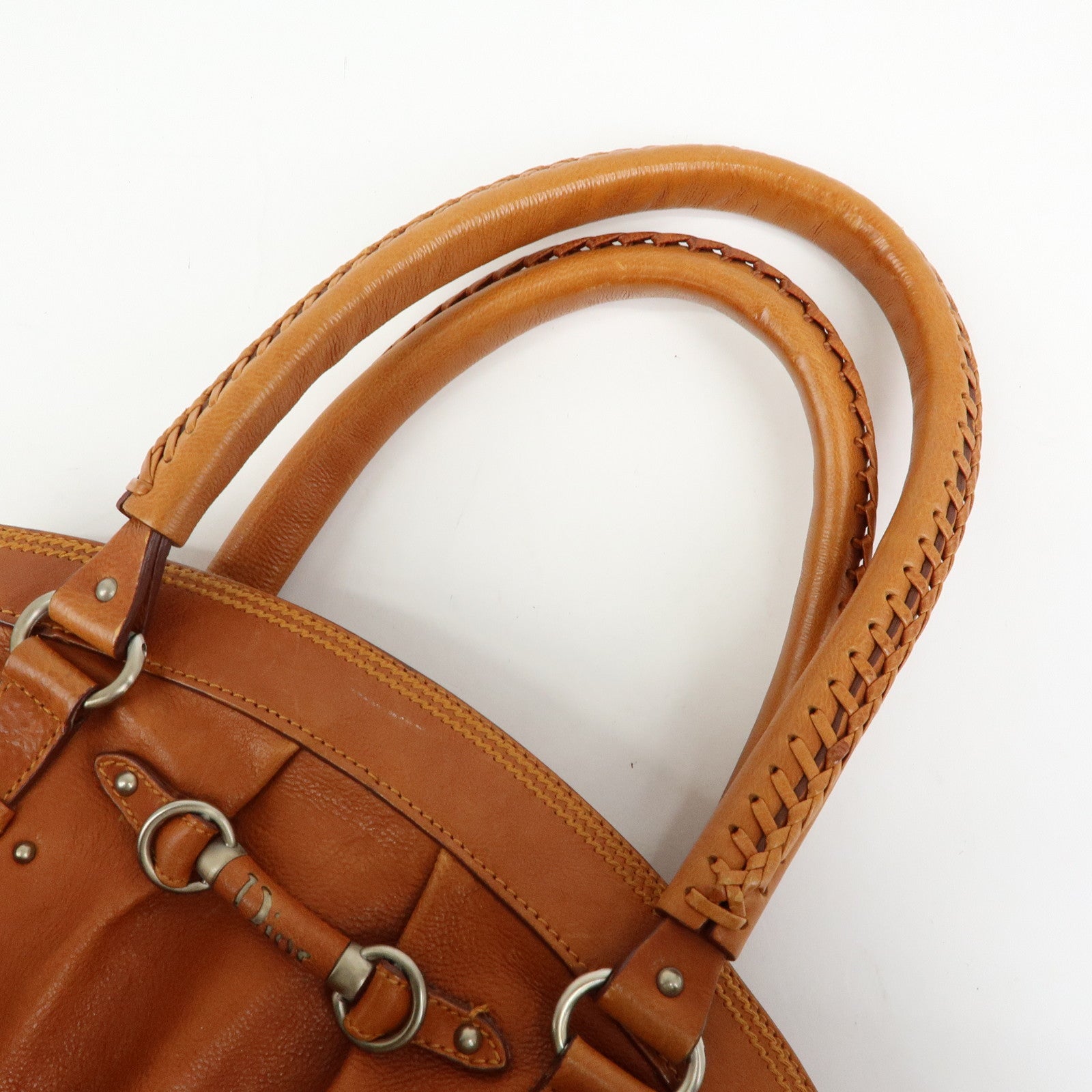 Christian Dior Leather Hand Bag Boston Bag Doctor's Bag Brown