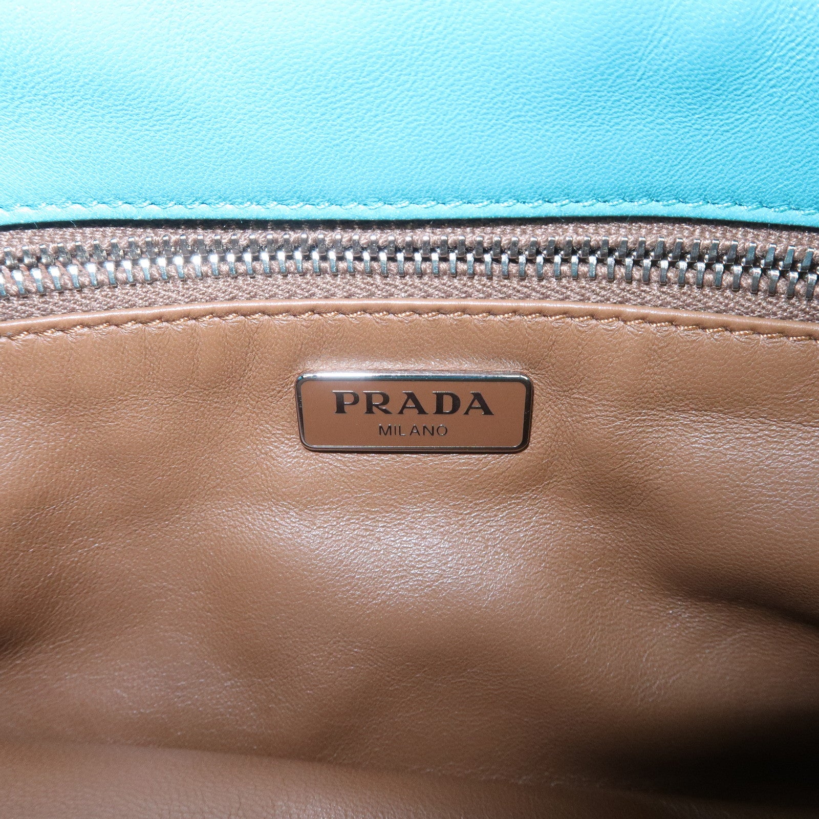 PRADA Nappa Gaufre Leather Chain Shoulder Bag Hand Bag Blue