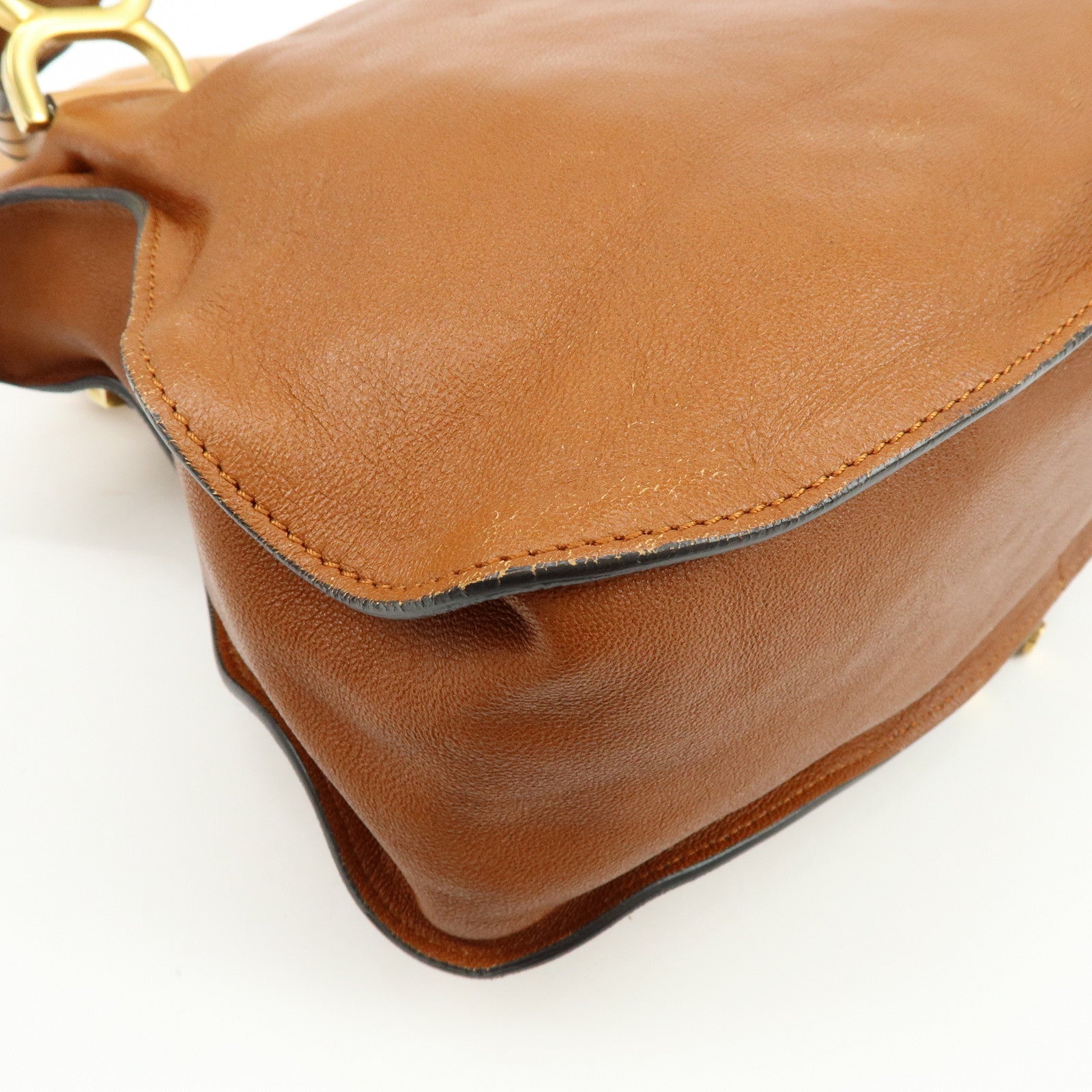 Chloe Marcie Leather 2Way Bag Shoulder Bag Hand Bag Brown