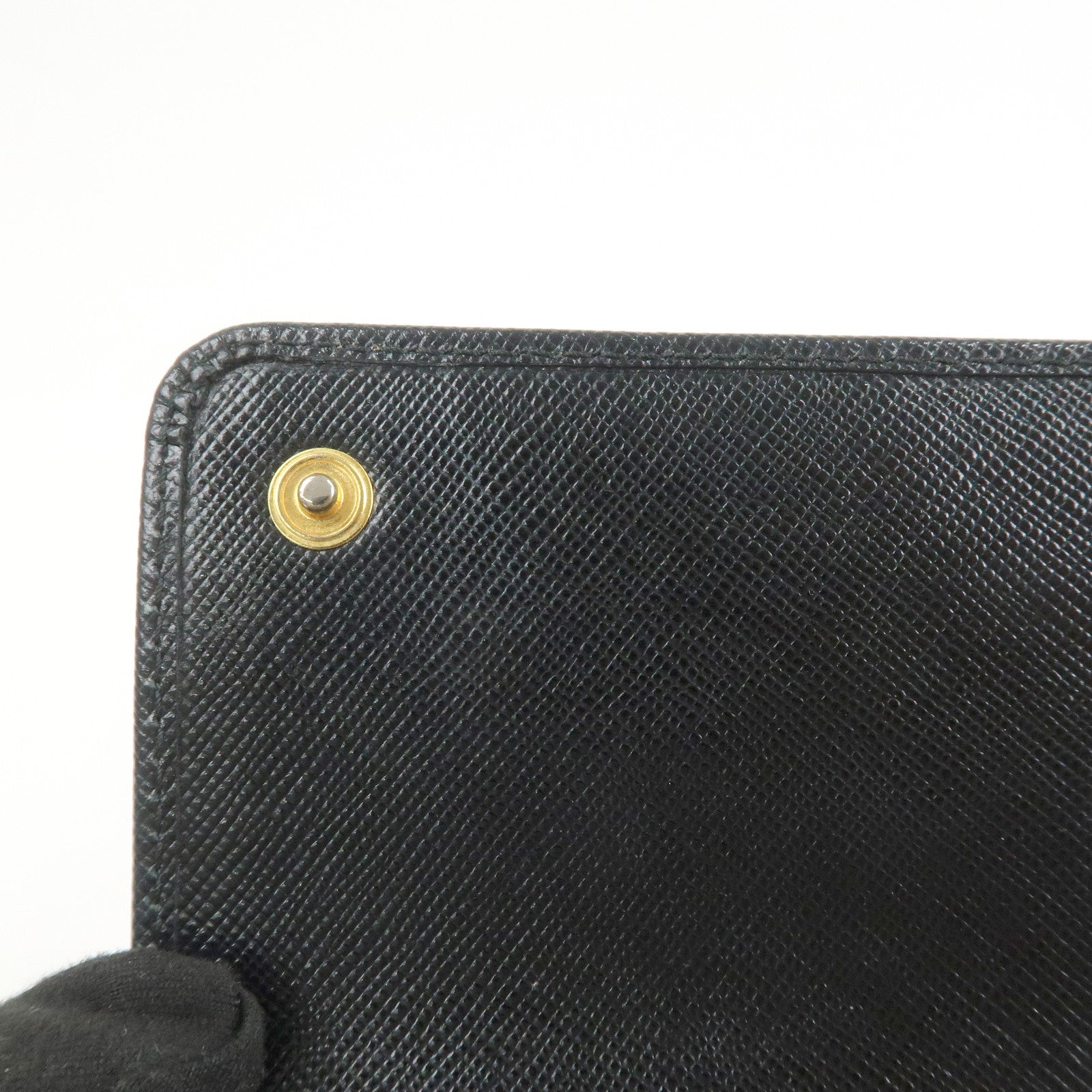 PRADA Saffiano Leather Chain Wallet WOC Black 1M1290