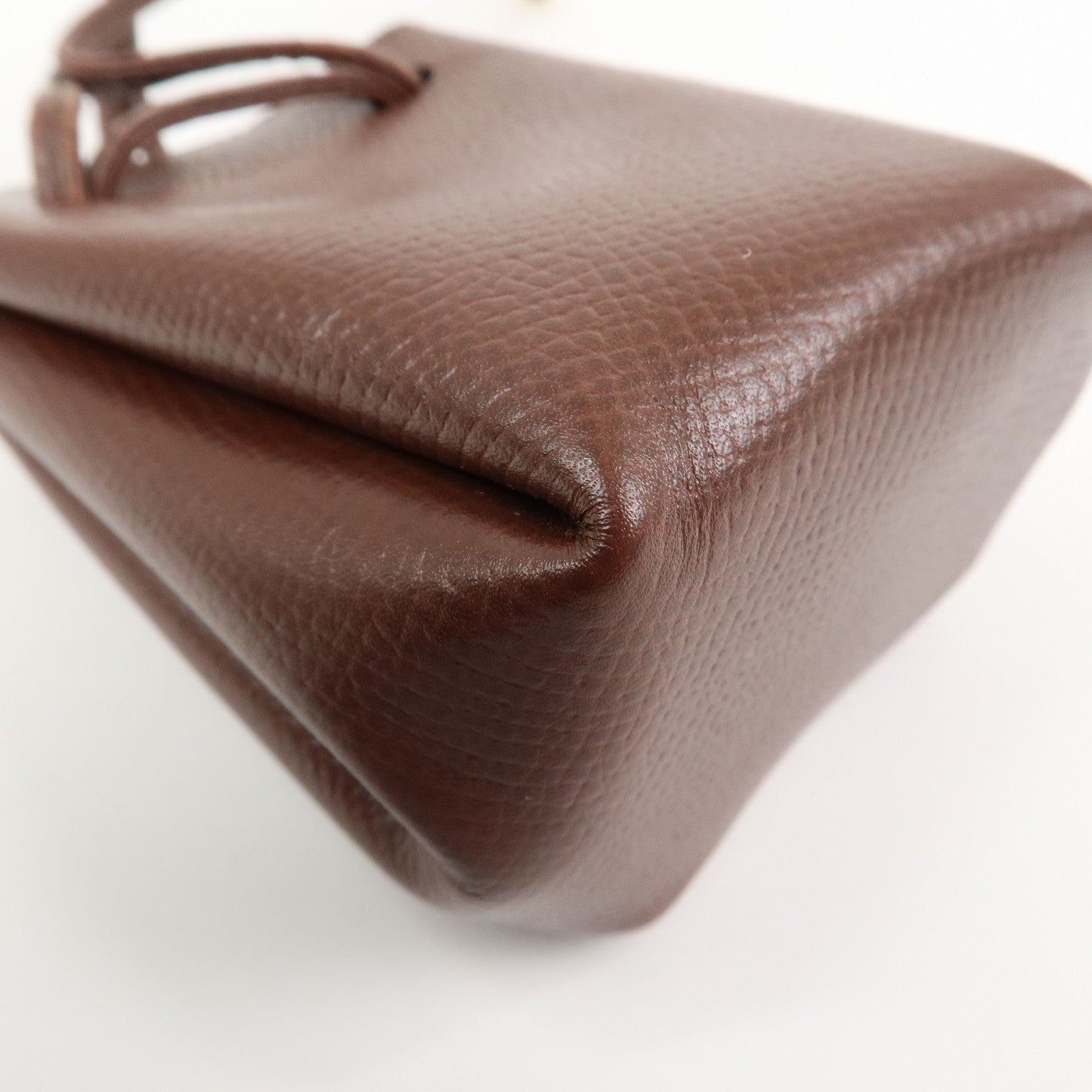 HERMES Vespa Courchevel Calf Leather □A Stamped Pouch Hand Bag