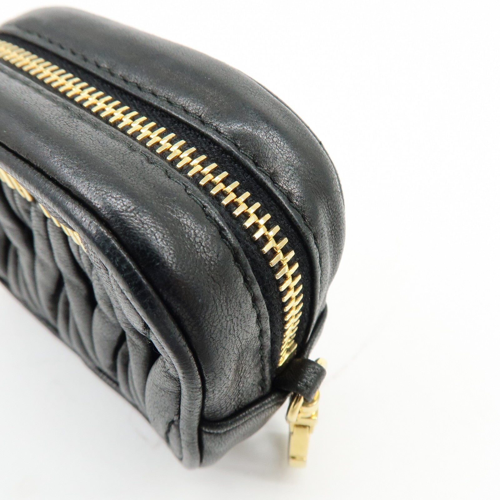 MIU MIU Nappa Leather Bag Charm Pouch Coin Case Black 5M1353