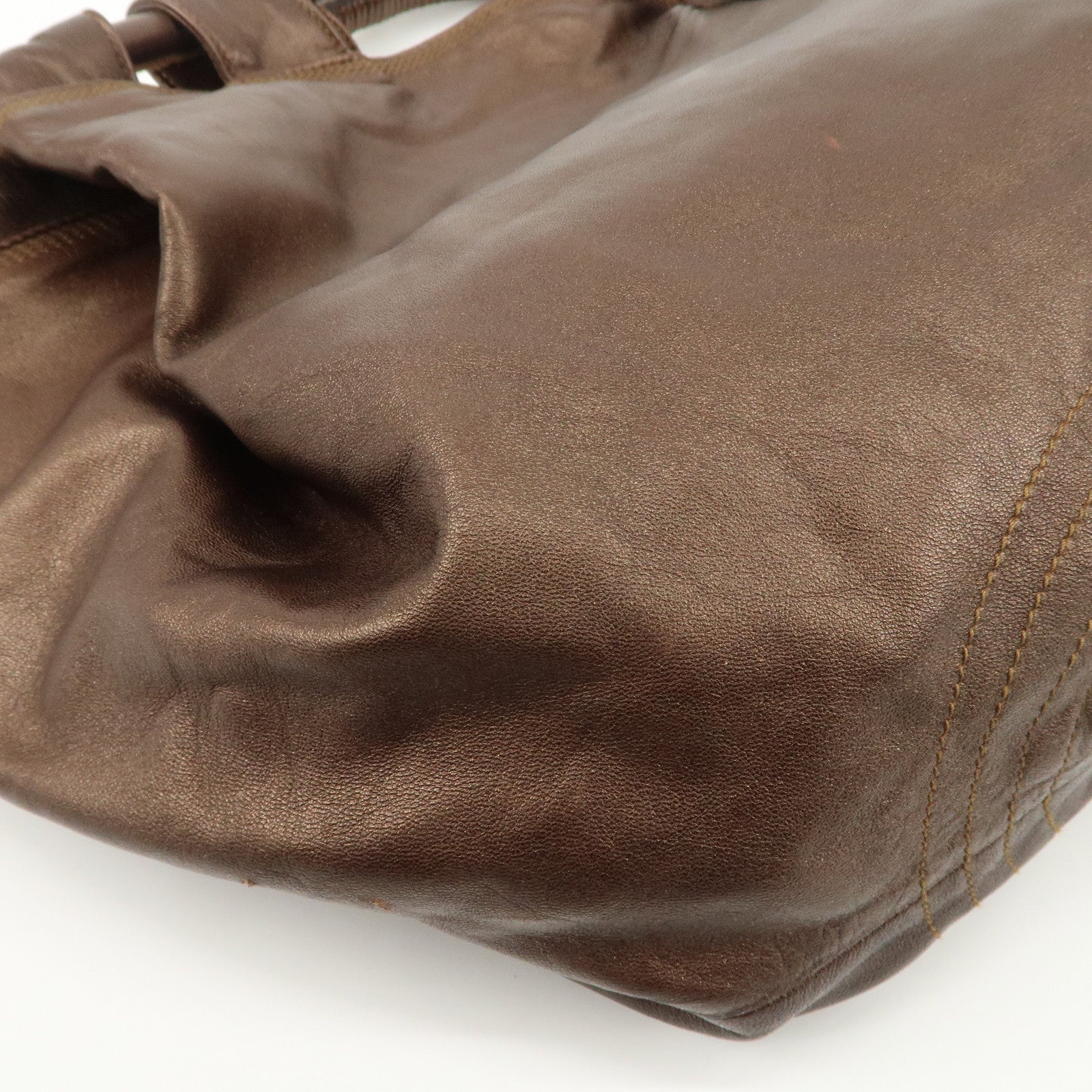 LOEWE Anagram Leather Nappa Aire Hand Bag Tote Bag Brown Used