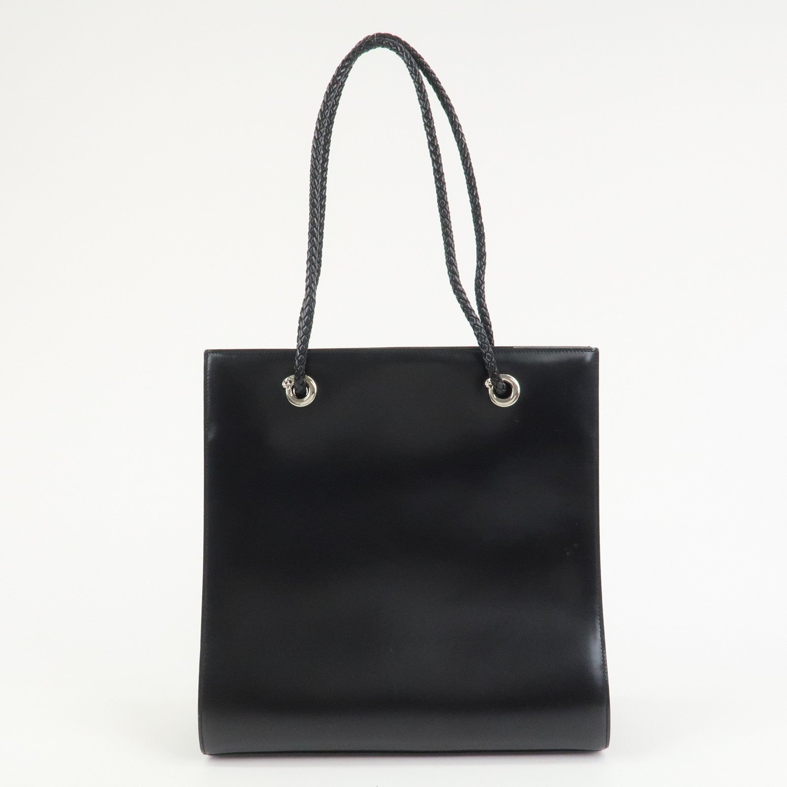 Cartier Leather Shoulder Bag Tote bag Black Silver