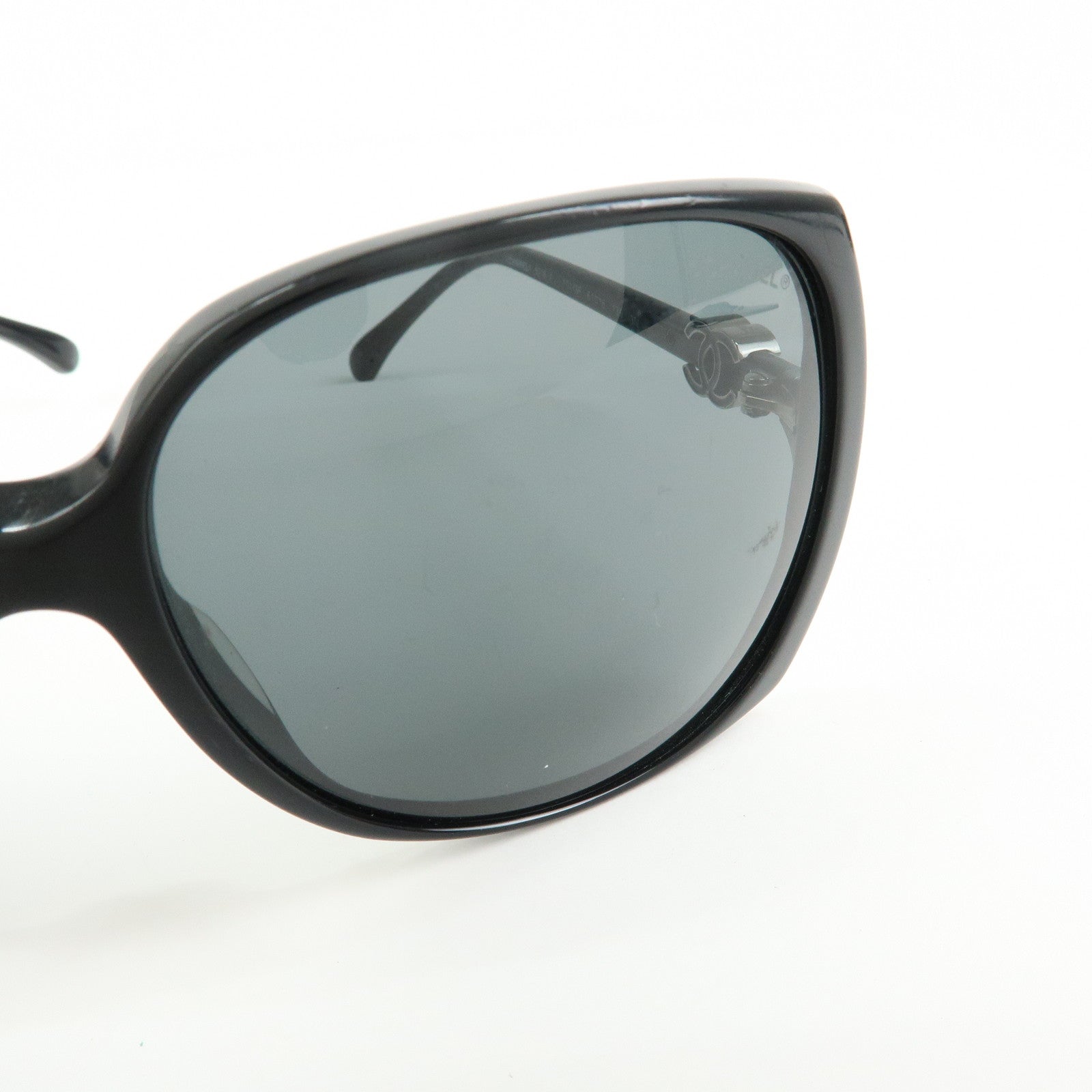 CHANEL COCO Mark Plastic Sunglasses 61□16 Black 5216-A