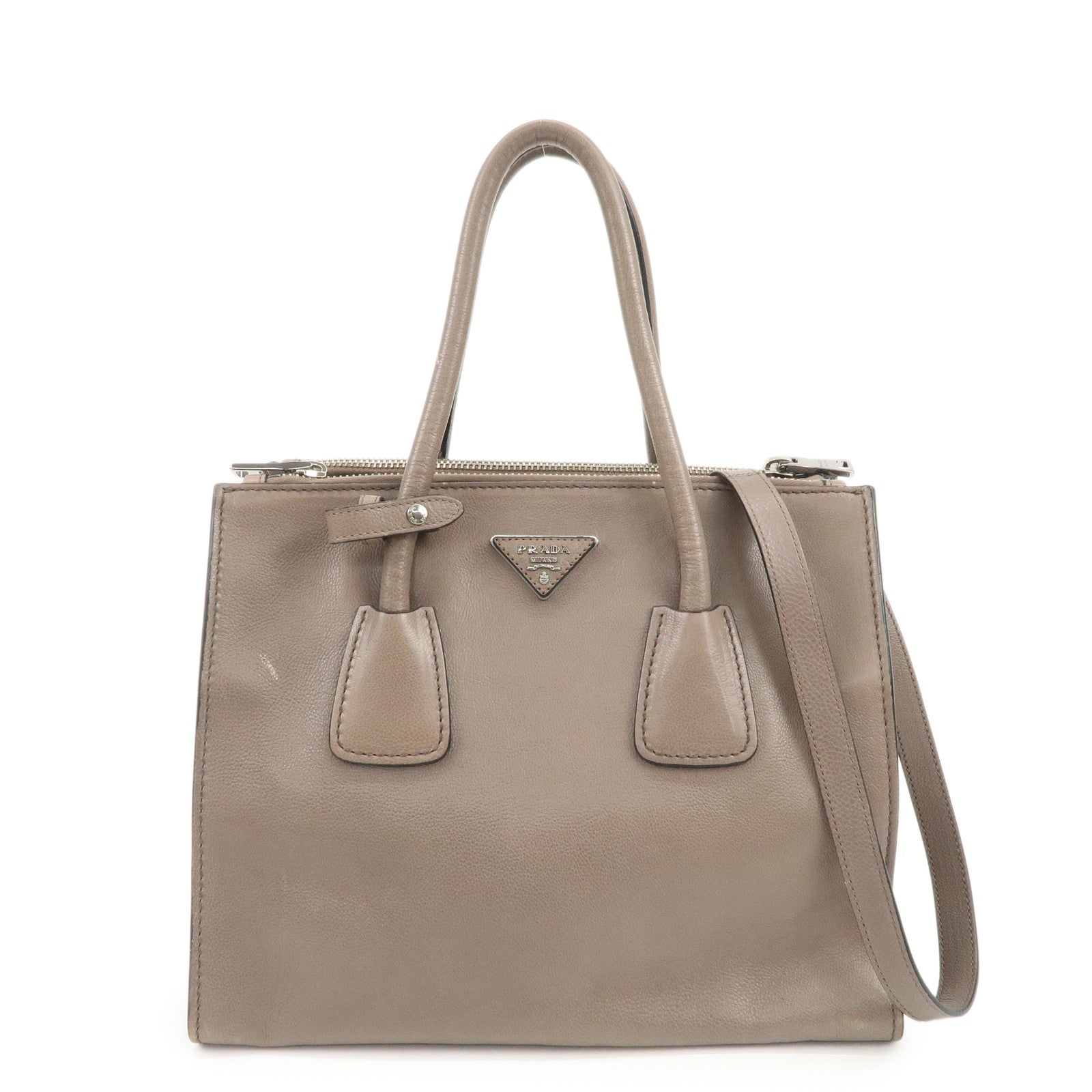 PRADA Triangle Logo 2Way Bag Hand Bag Shoulder Bag Gray BN2619