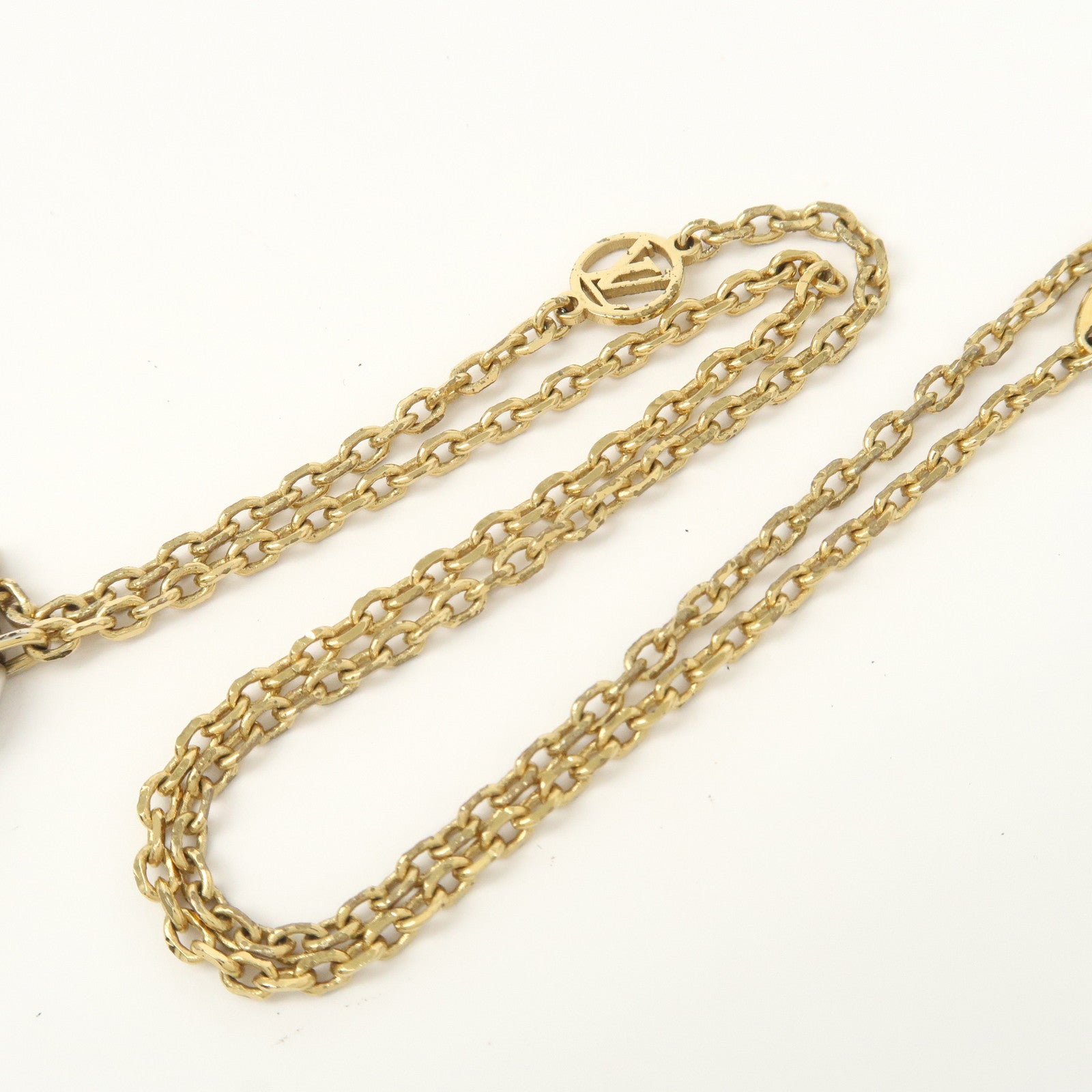 Louis Vuitton Metal Rhinestone Lockit Pendant Necklace Gold M67273