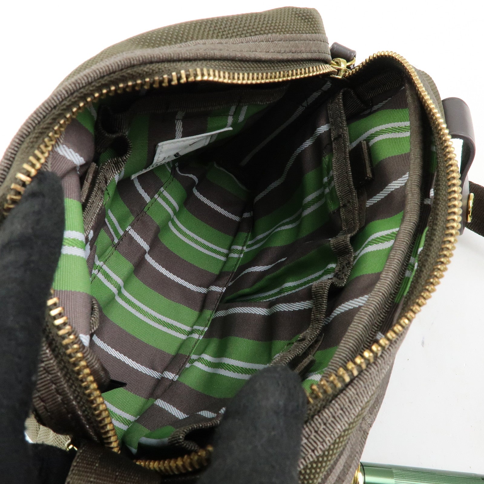 PORTER INTERNATIONAL Nylon Leather Shoulder Bag Crossbody Bag Khaki