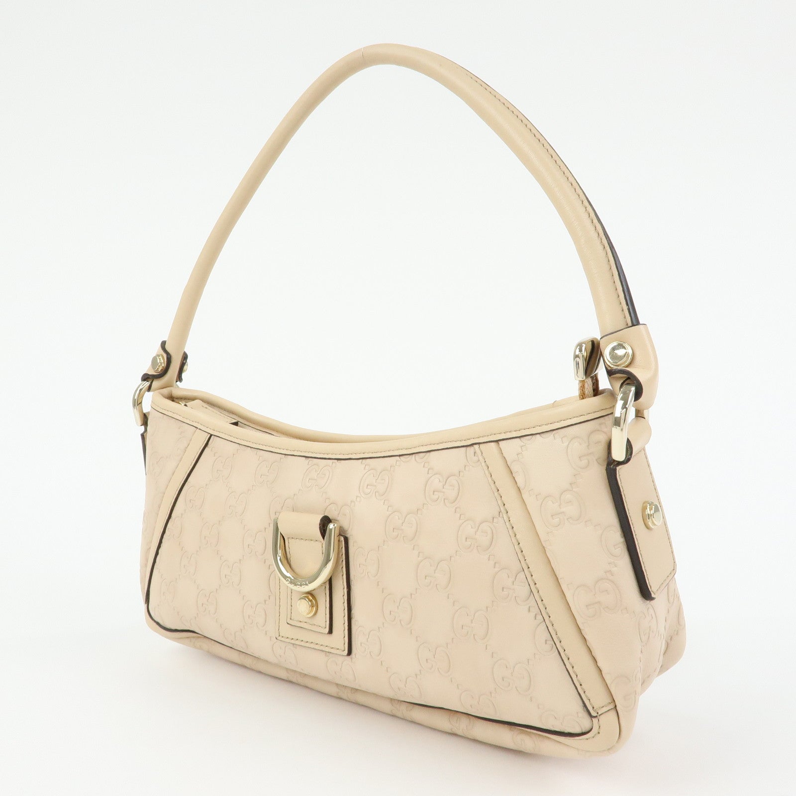 GUCCI Abbey Guccissima Leather Hand Bag Shoulder Bag Beige 130939