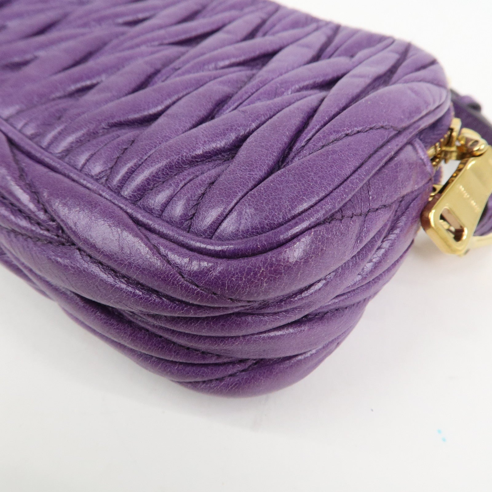 MIU MIU Logo Matelasse Mini Hand Bag Shoulder Bag Purple 5ARH02