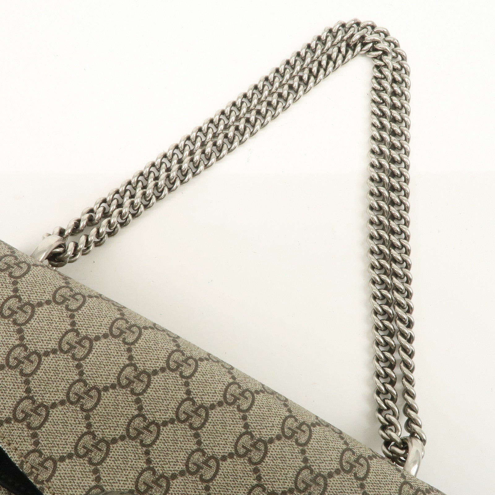 GUCCI Dionysus GG Supreme Suede Chain Shoulder Bag Beige 400249