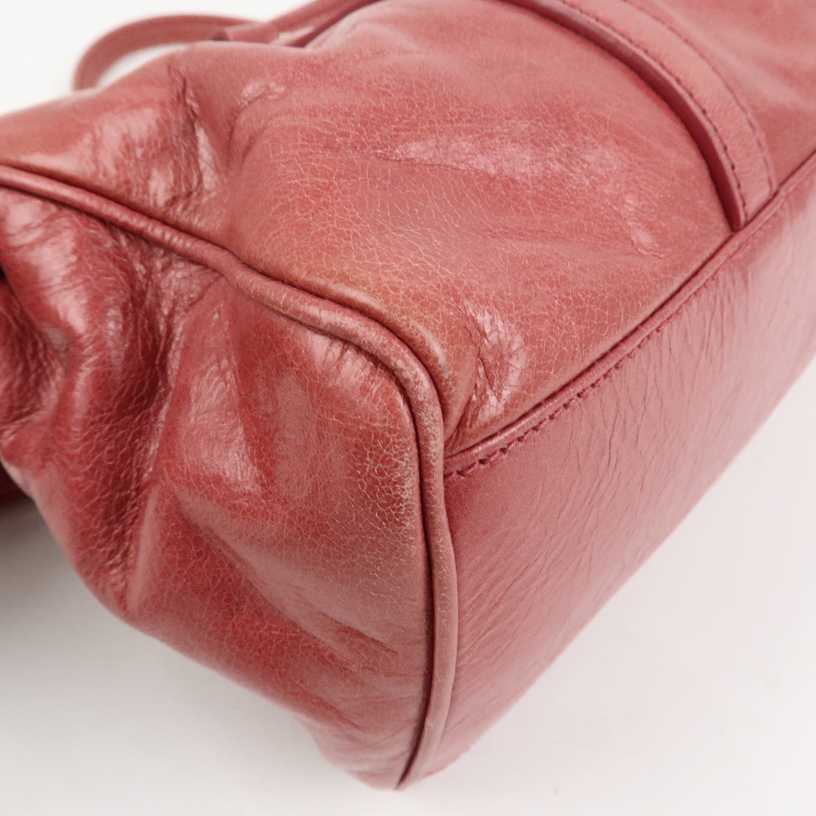 MIU MIU Logo Leather Shoulder Bag Boston Bag Pink RR1941