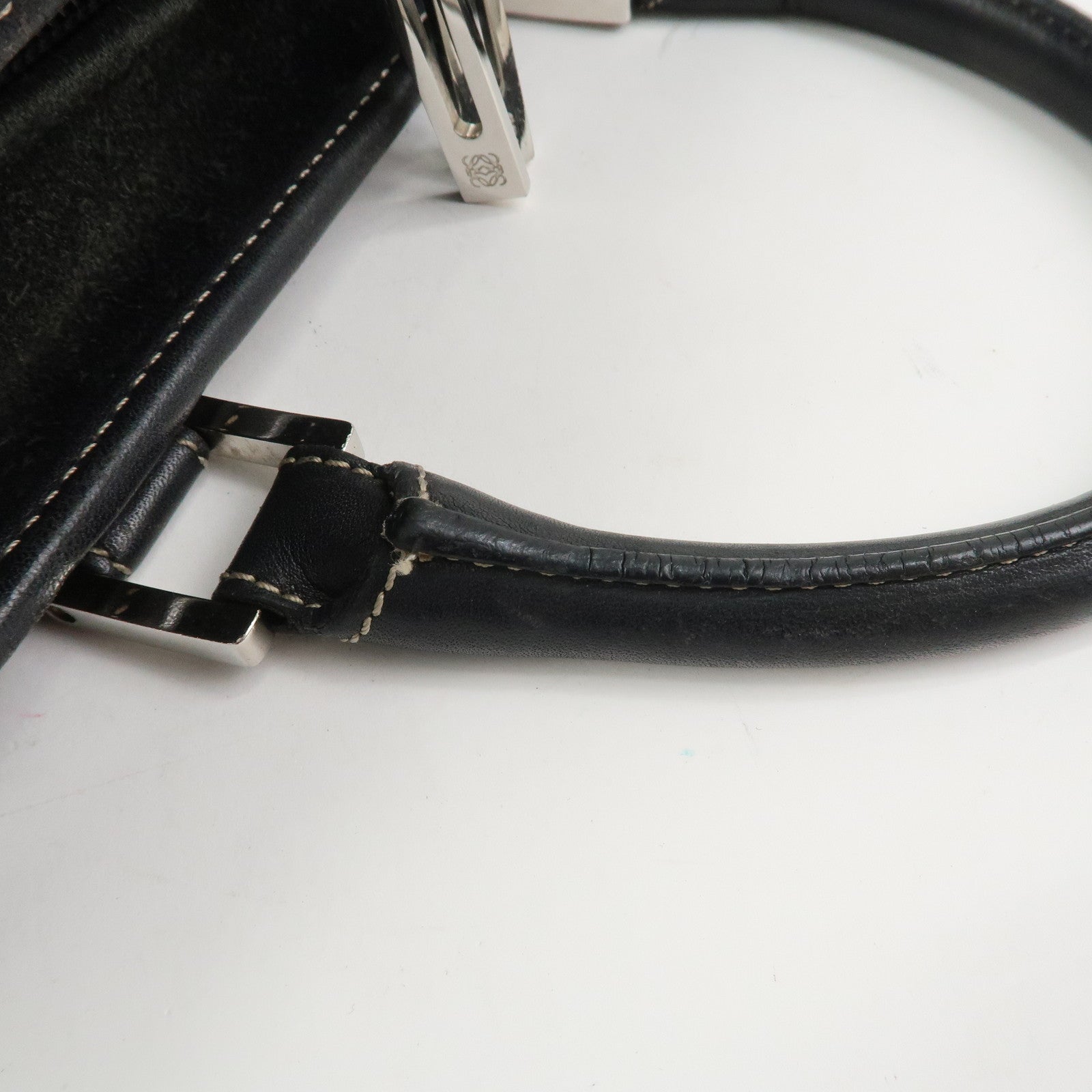 LOEWE Anagram Amazona 28 Suede Leather Hand Bag Bostpn Bag Black
