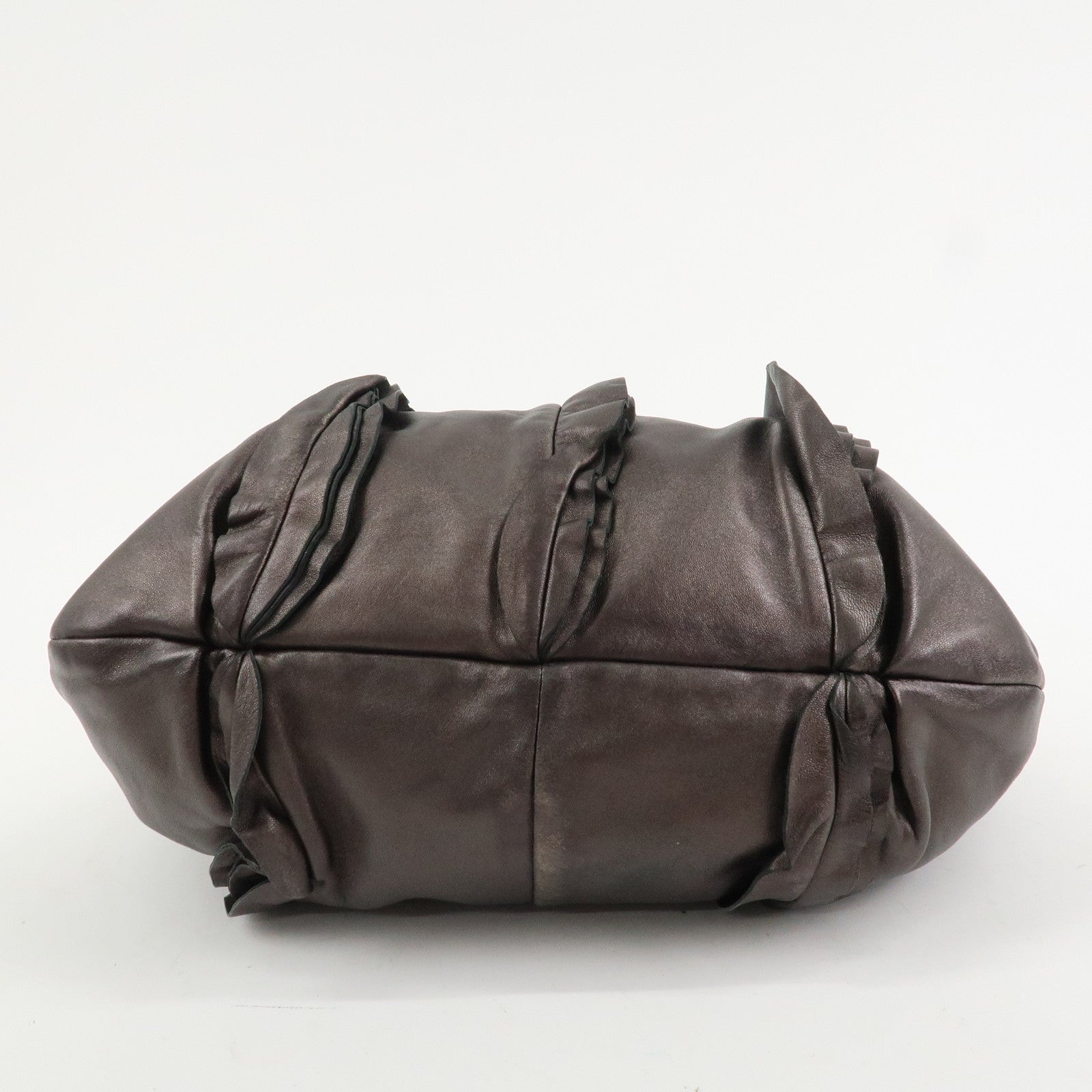 PRADA Logo Nappa Leather Shoulder Bag Hand Bag Bronze BR3993
