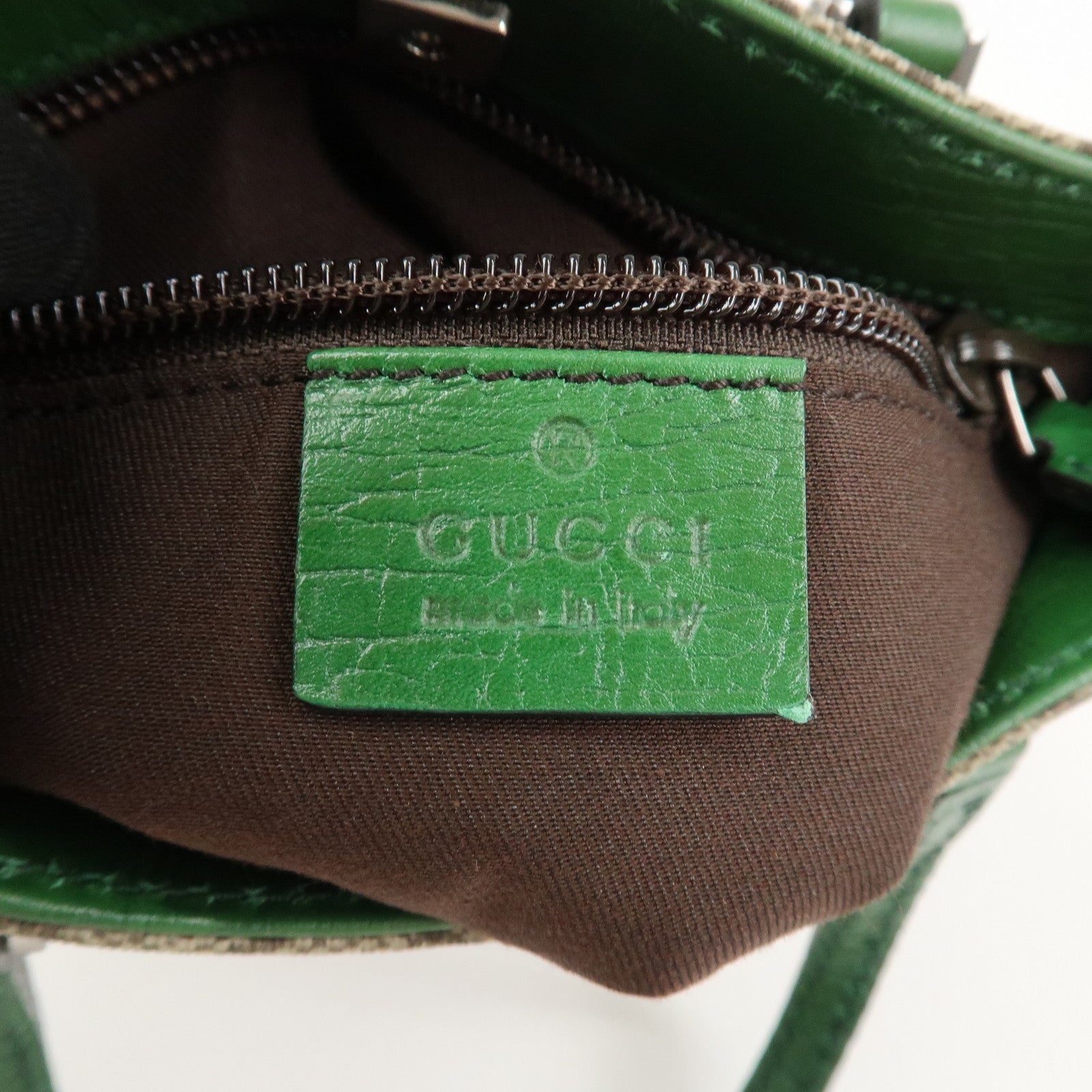 GUCCI GG Supreme Leather Hand Bag Tote Bag Beige Green 114600