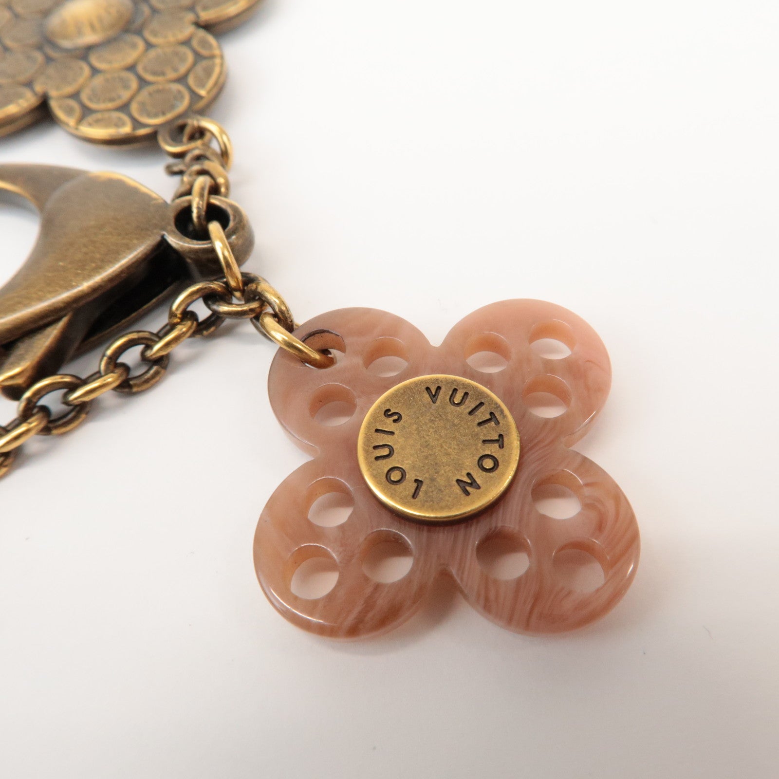 Louis Vuitton Bijoux Sac Lock Flower Metal Plastic Key Chain M65851