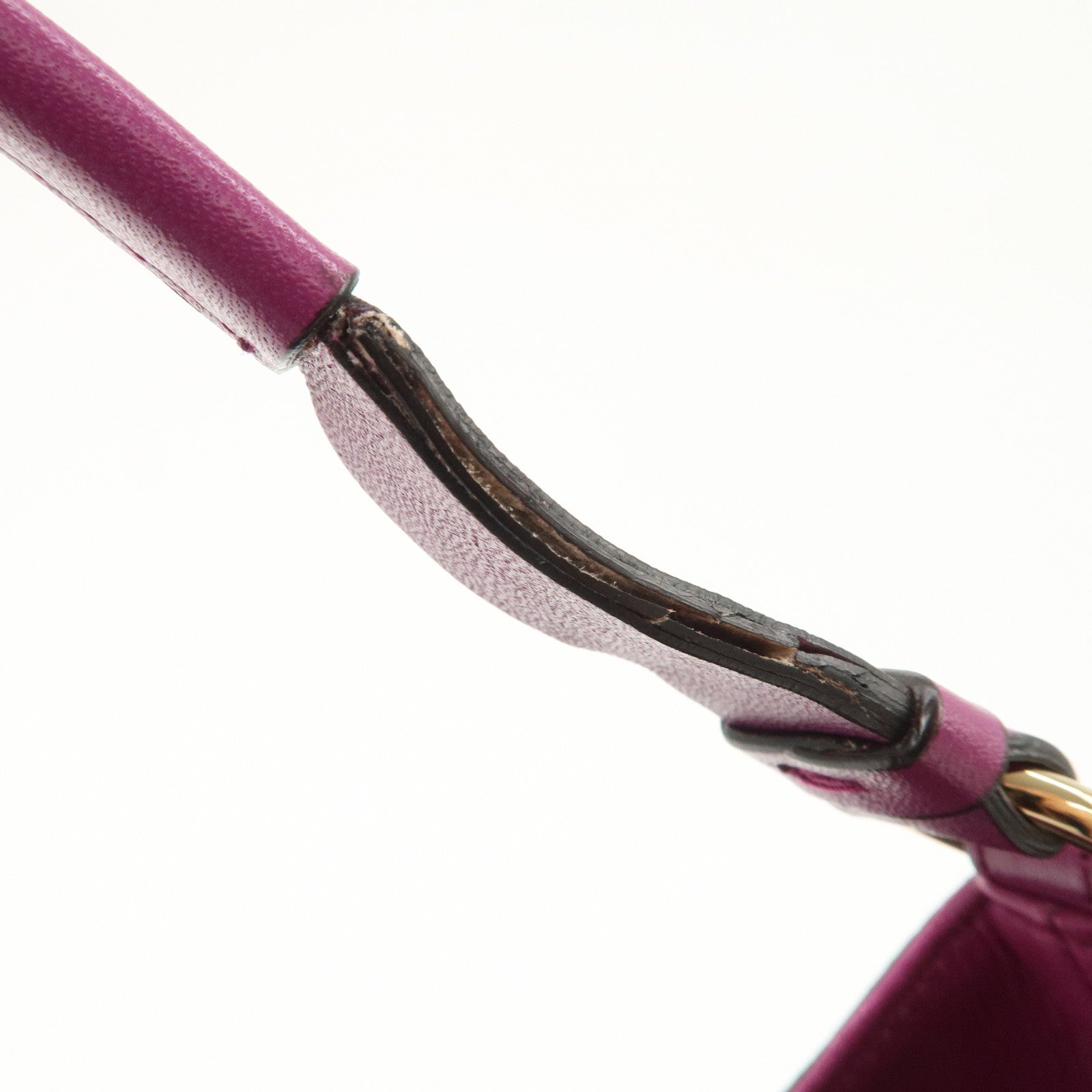 Ferragamo Gancini Leather Shoulder Bag Hand Bag Purple