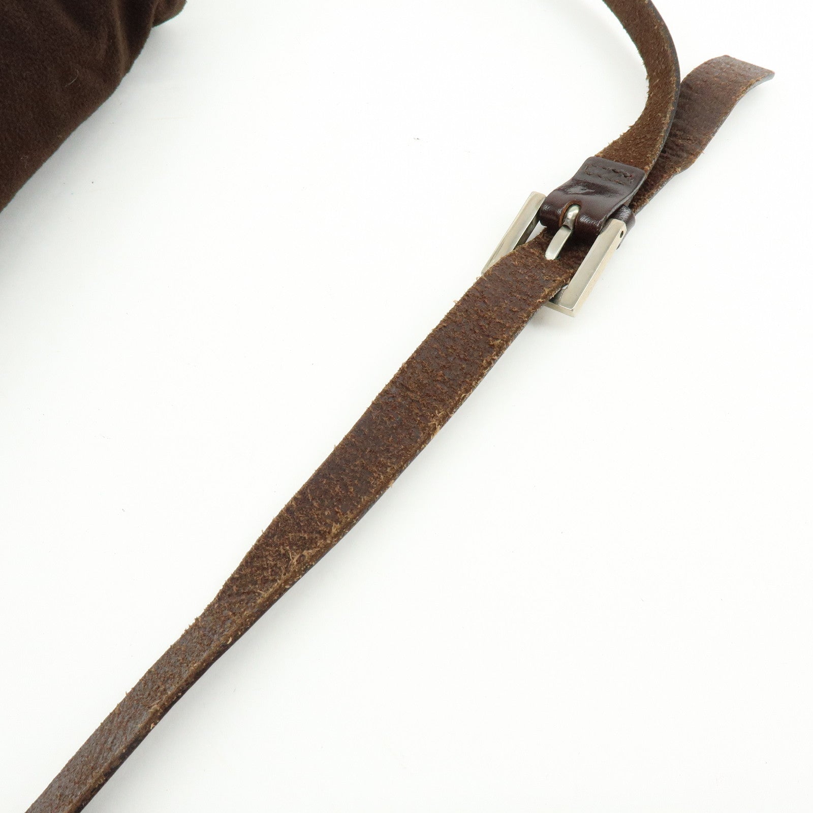 FENDI Wool Leather Shoulder Bag Crossbody Bag Brown 16071