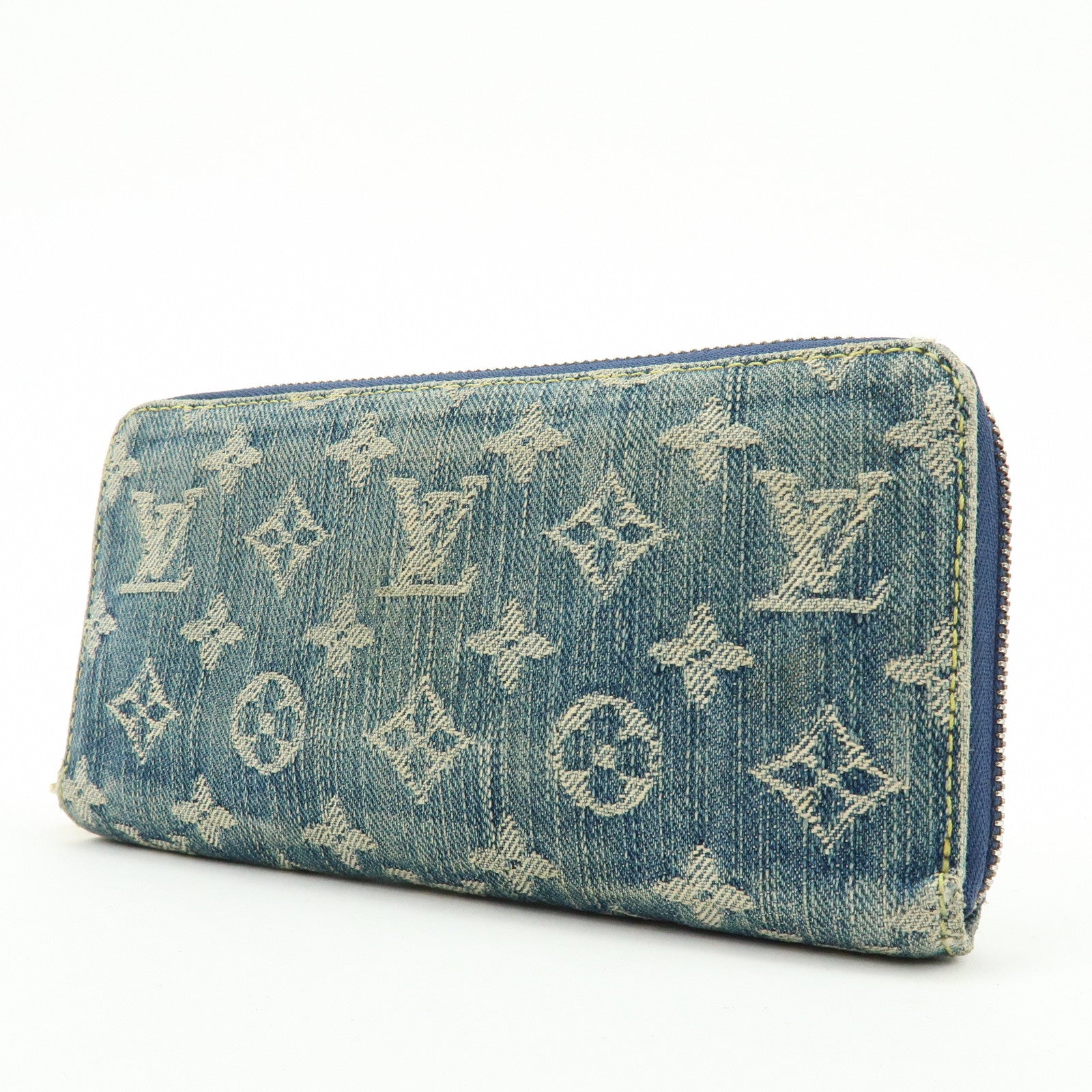 Louis Vuitton Monogram Denim Zippy Wallet Long Wallet Blue M95341
