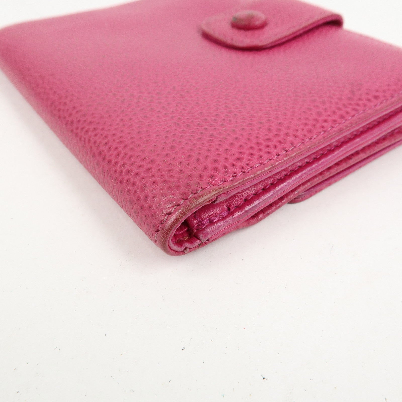 CHANEL COCO Mark Caviarskin Double Hook Bi-fold Wallet Pink