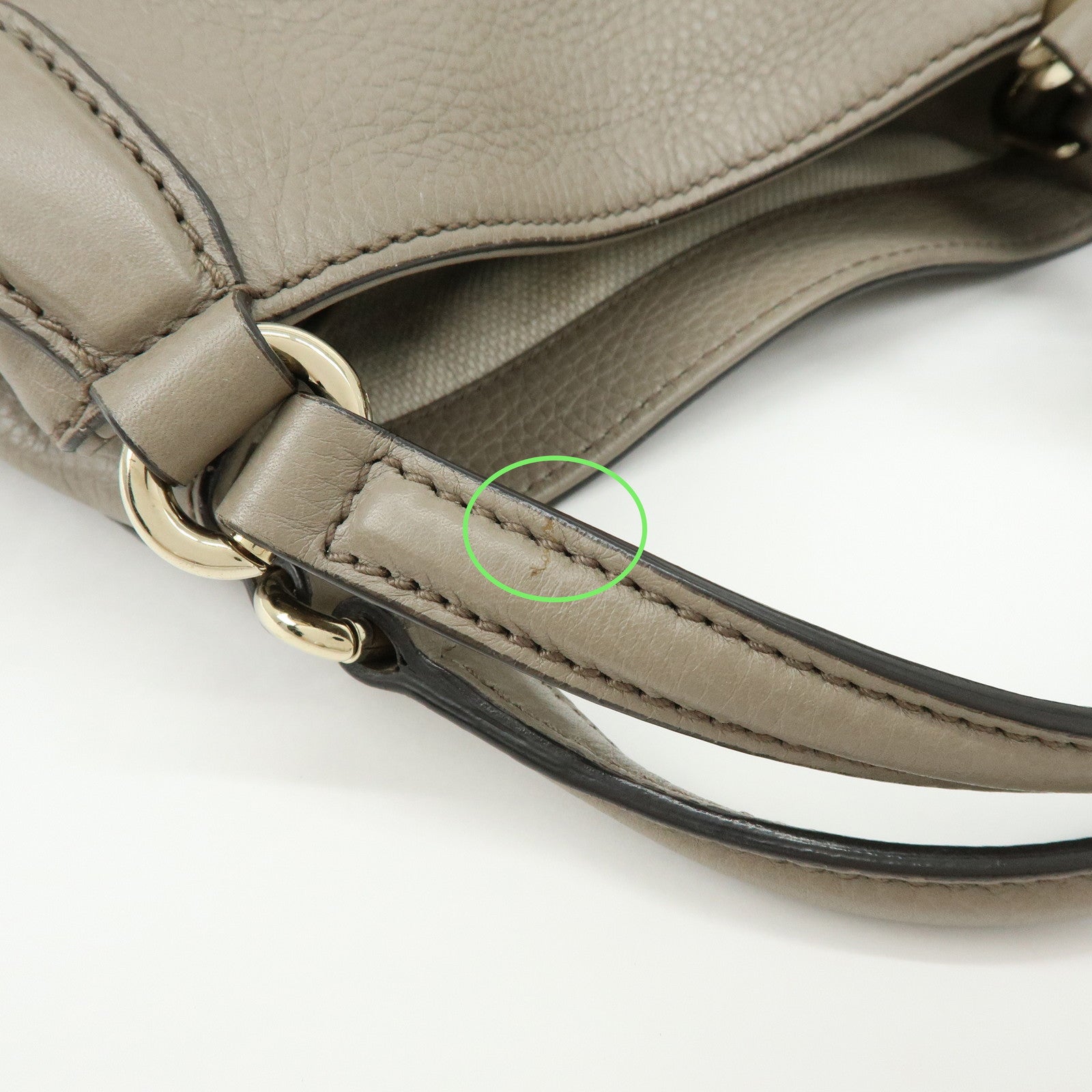 GUCCI SOHO Interlocking G Calf Leather 2Way Hand Bag Gray 336751