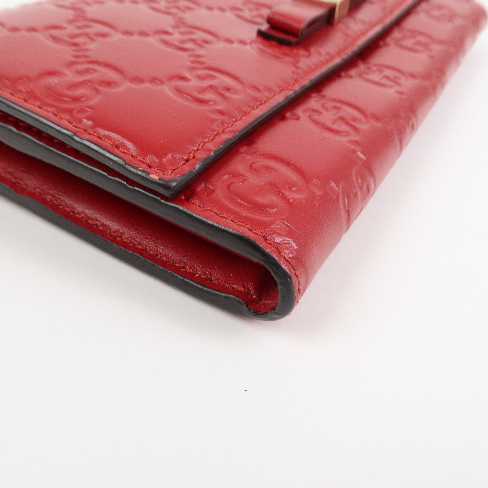 GUCCI Guccissima Interlocking G Flap Long Wallet Red 388679