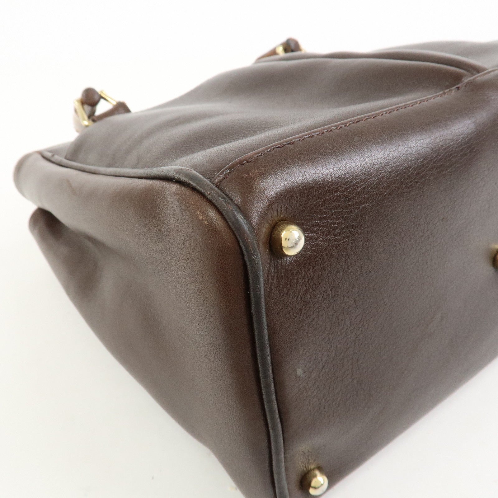 GUCCI Bamboo 2Way Bag Hand Bag Shoulder Bag Brown 000・122