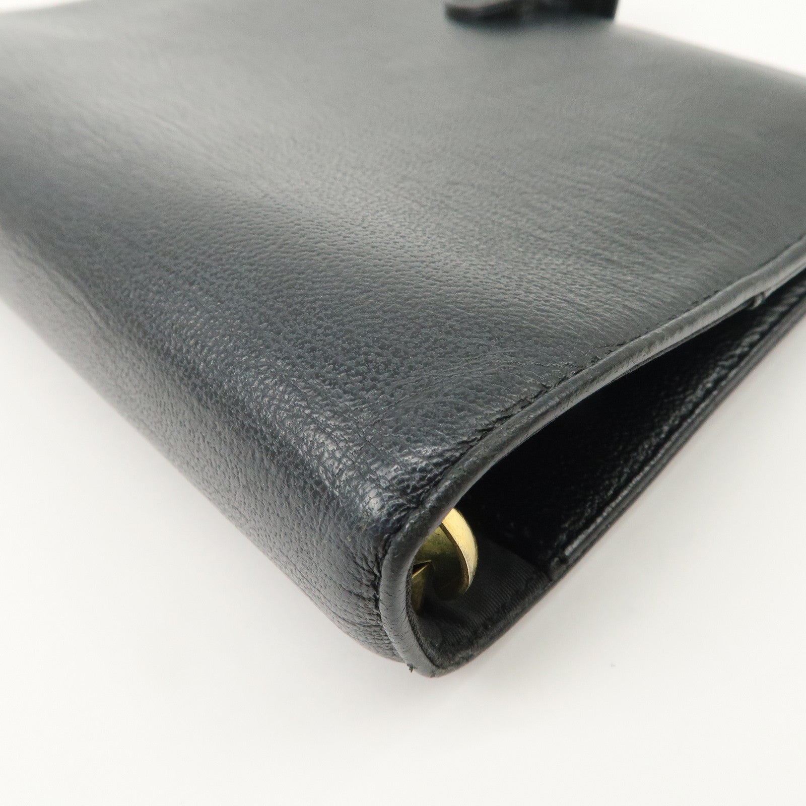 CHANEL COCO Mark Leather Planner Cover Black Gold Hardware Used