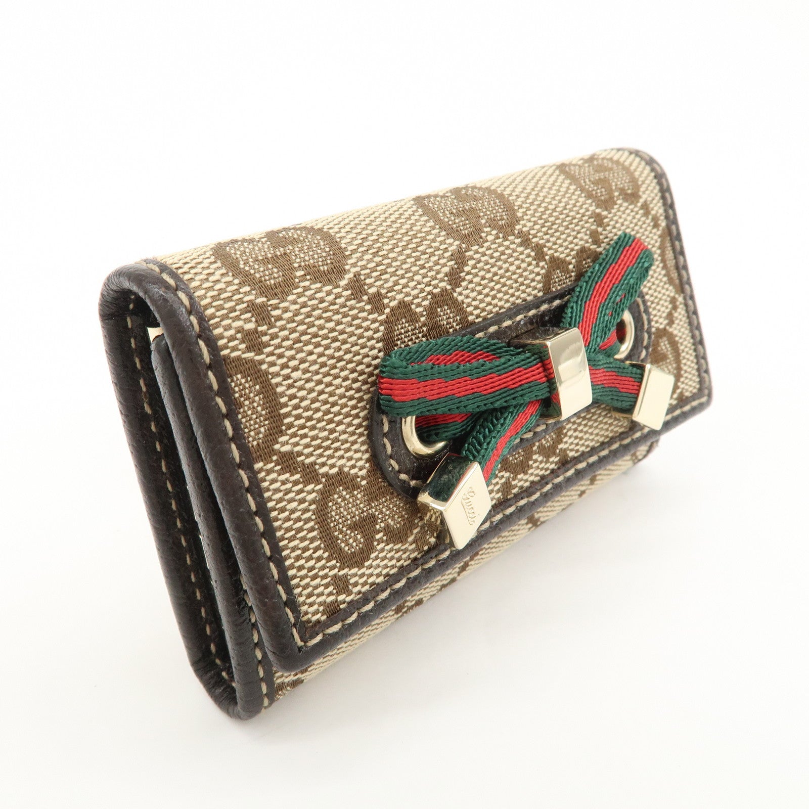 GUCCI Princy Sherry GG Canvas Leather 6 Rings Key Case Brown 162770