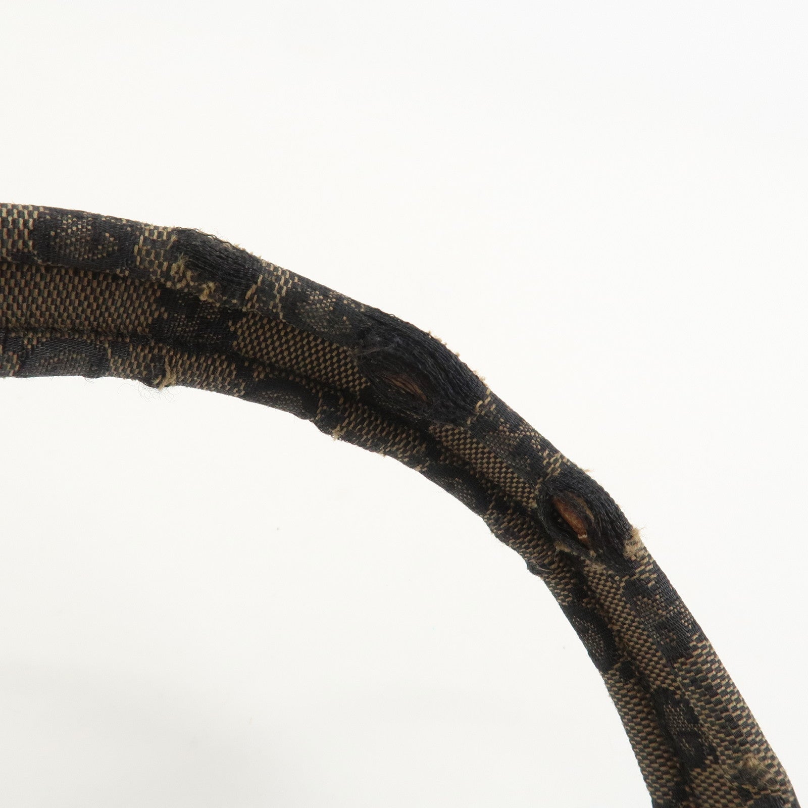 GUCCI GG Canvas Leather Shoulder Bag Hand Bag Brown Black 001・3386