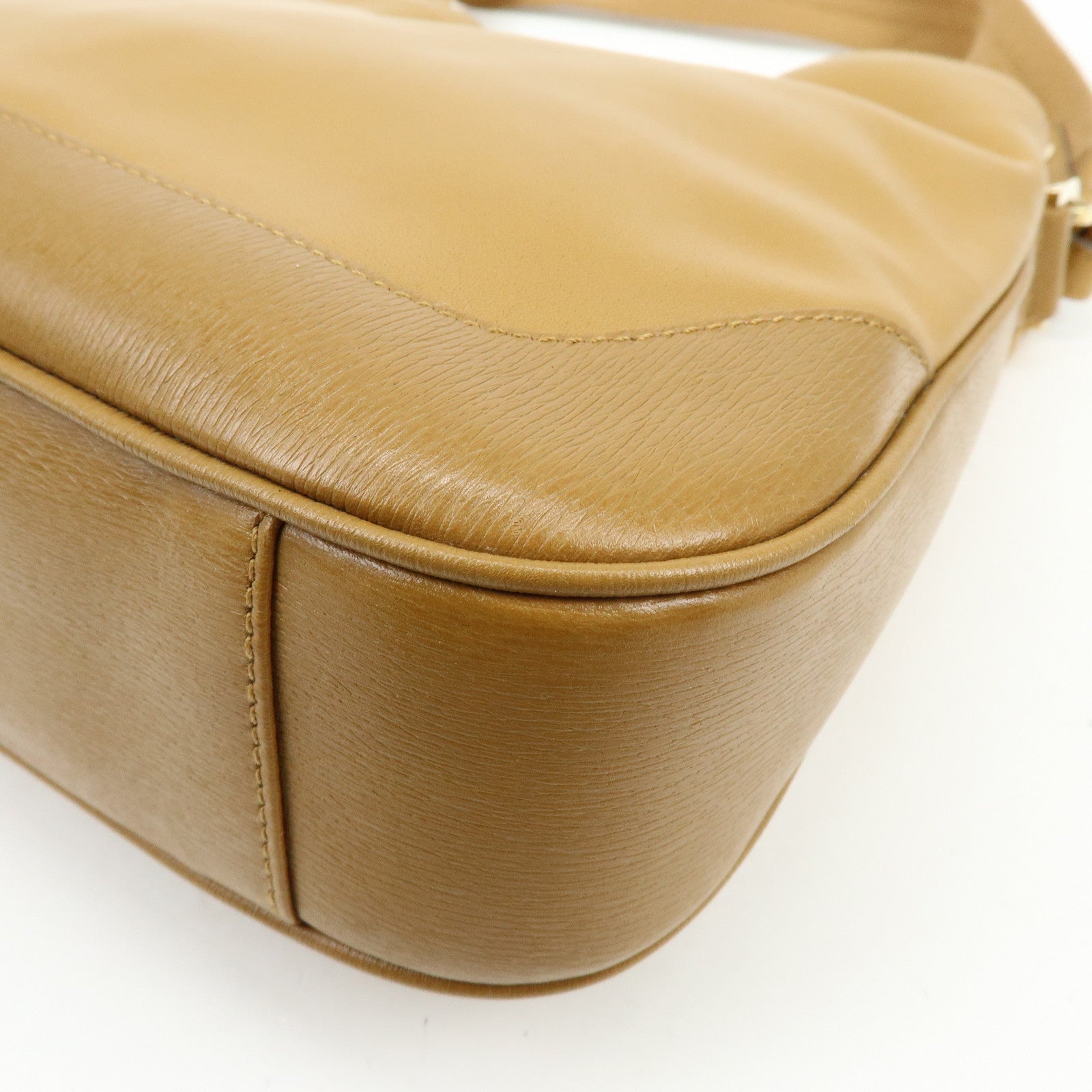 GUCCI Bamboo Leather 2Way Bag Hand Bag Shoulder Bag Brown 001・4095