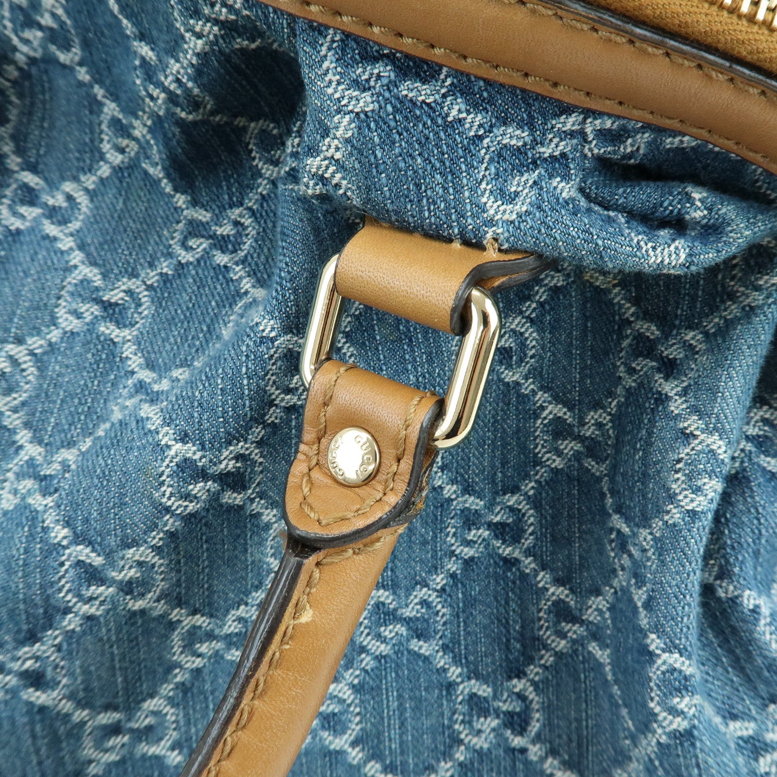 GUCCI Sukey Interlocking G Denim 2Way Hand Shoulder Bag Blue 223974