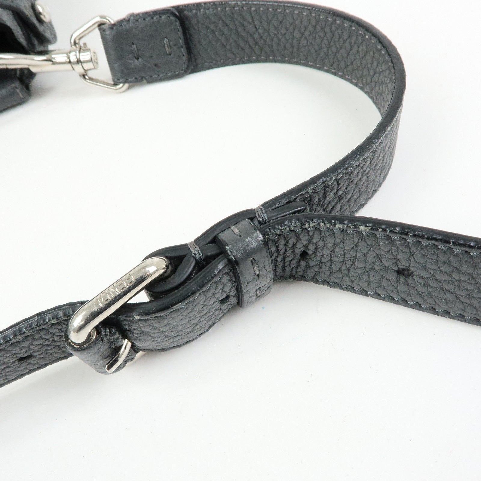 FENDI Selleria Peekaboo Leather 2Way Bag Hand Bag Gray 7VA406