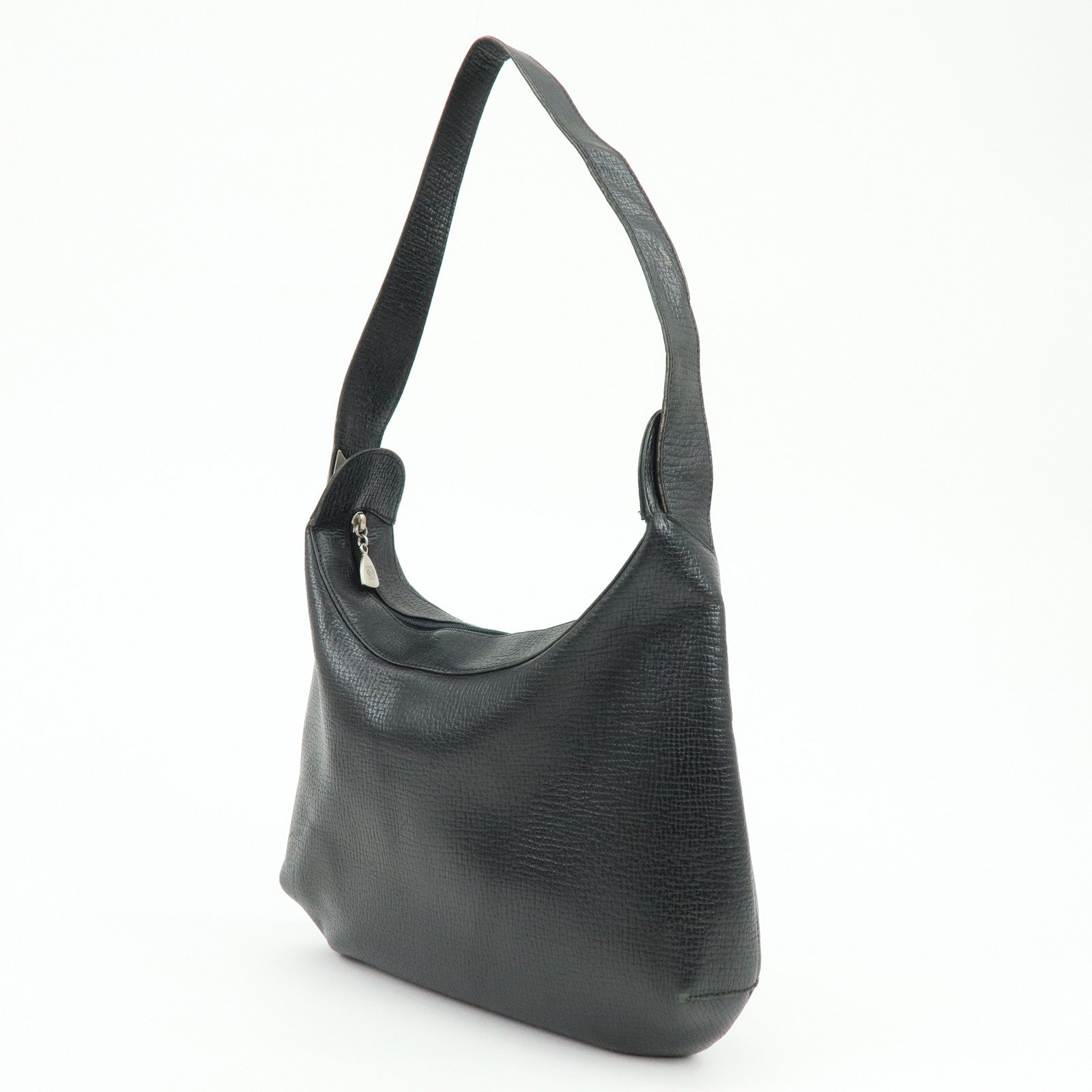 LOEWE Embossed Leather Shoulder Bag Hand Bag Black