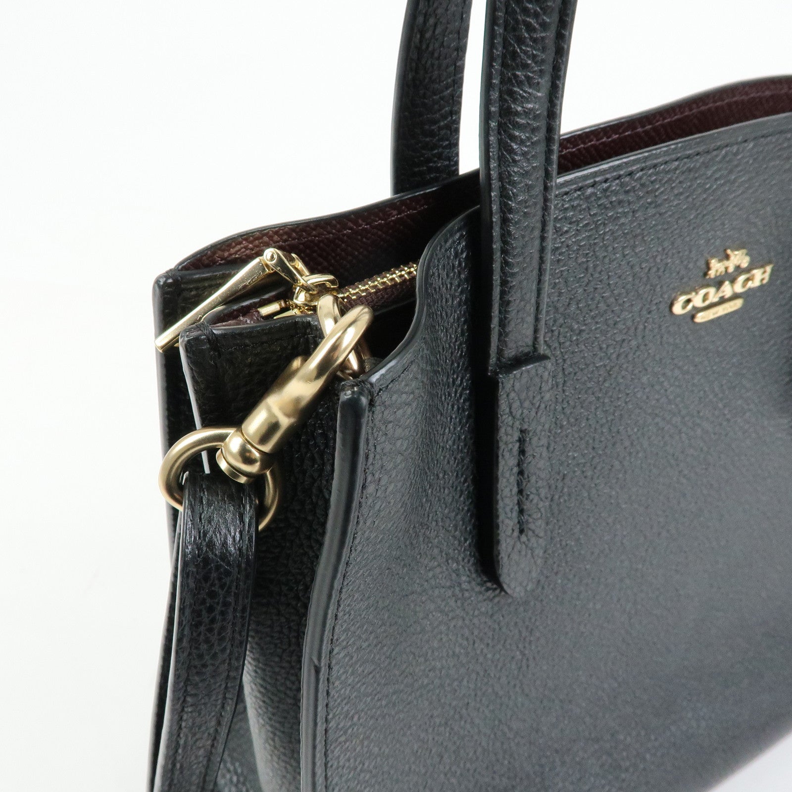 COACH Charlie Carryall 28 Leather 2Way Shoulder Bag Hand Bag Black