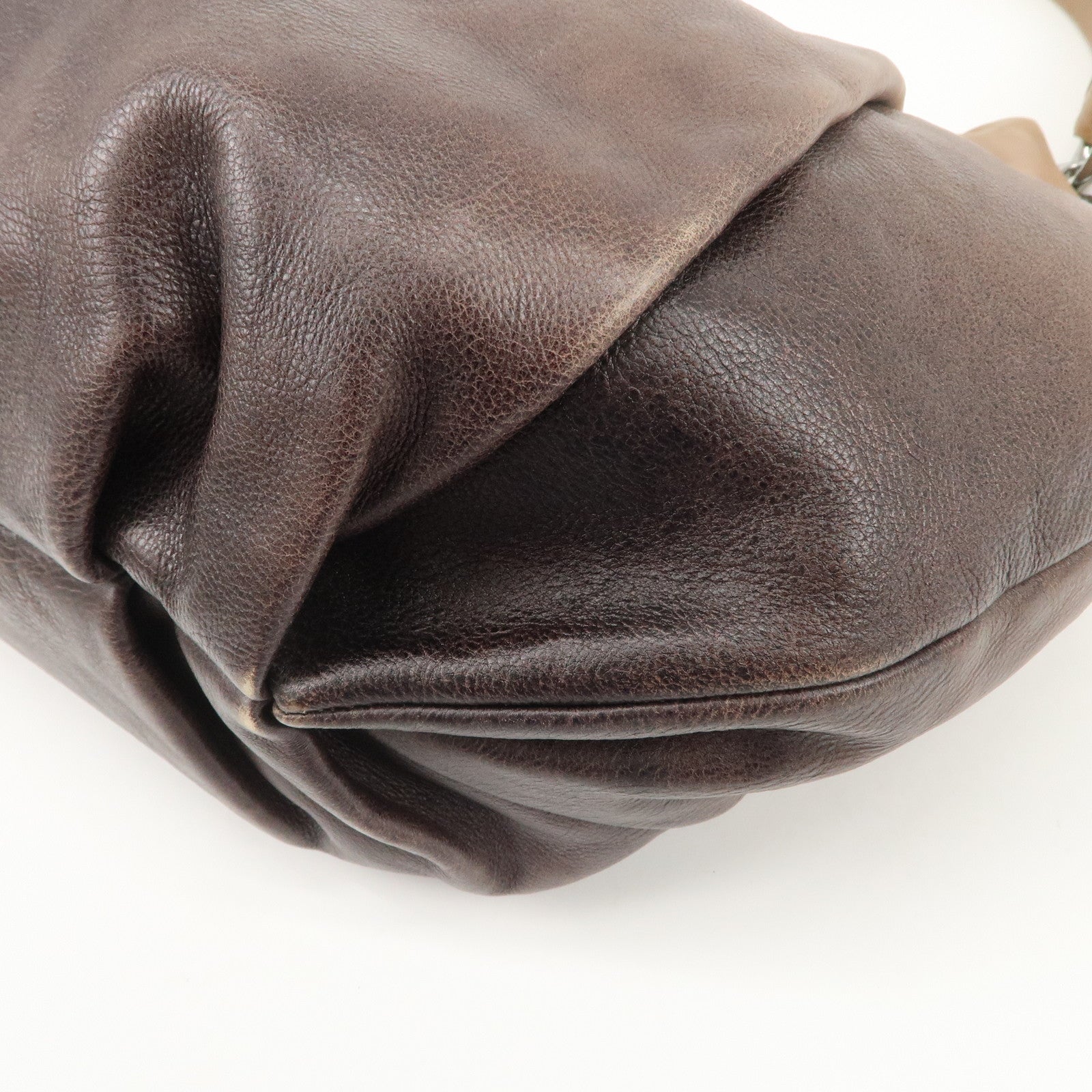 PRADA Leather Gradation Shoulder Bag Brown BR4070