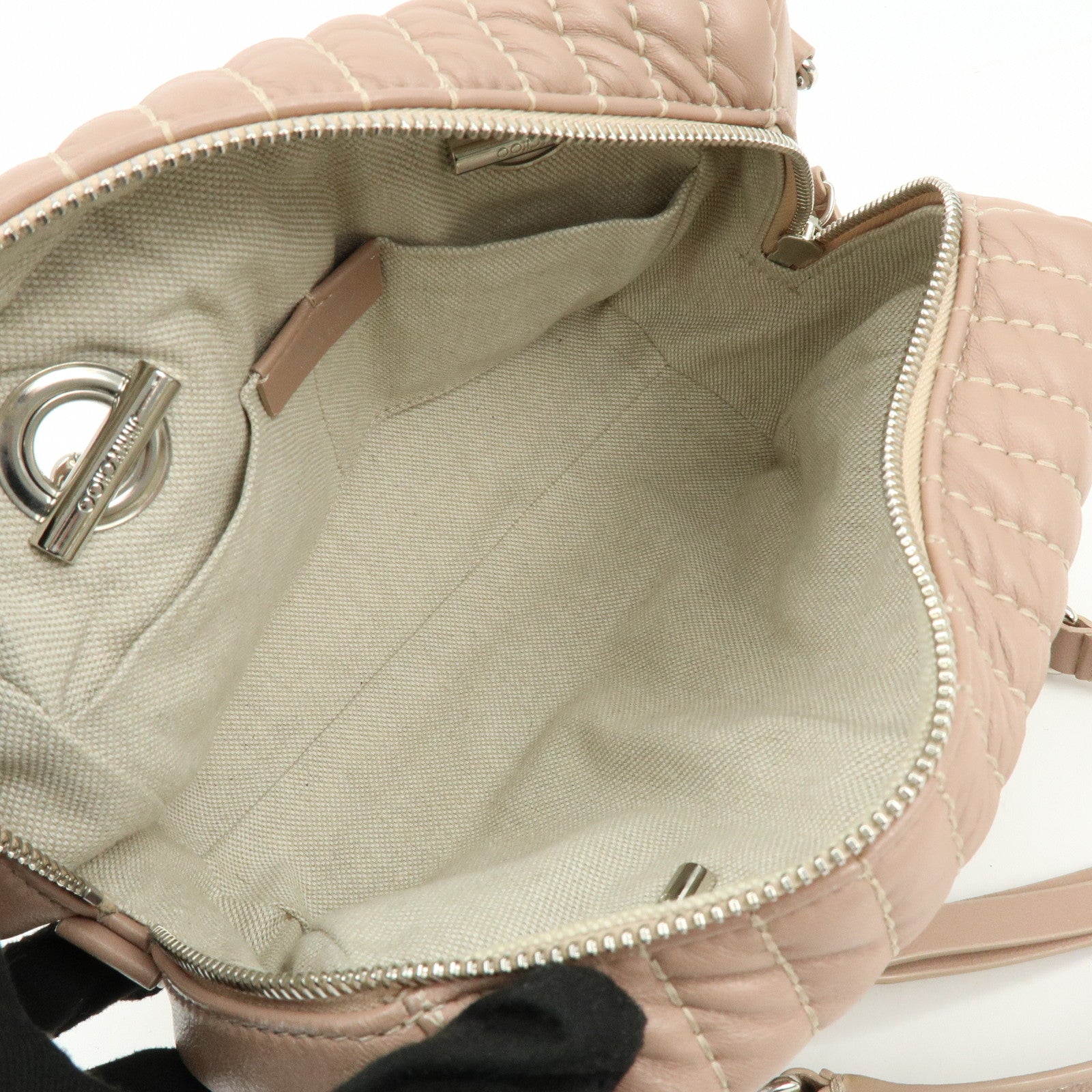 JIMMY CHOO Helia Quilting Leather Chain 2Way Bag Hand Bag Pink
