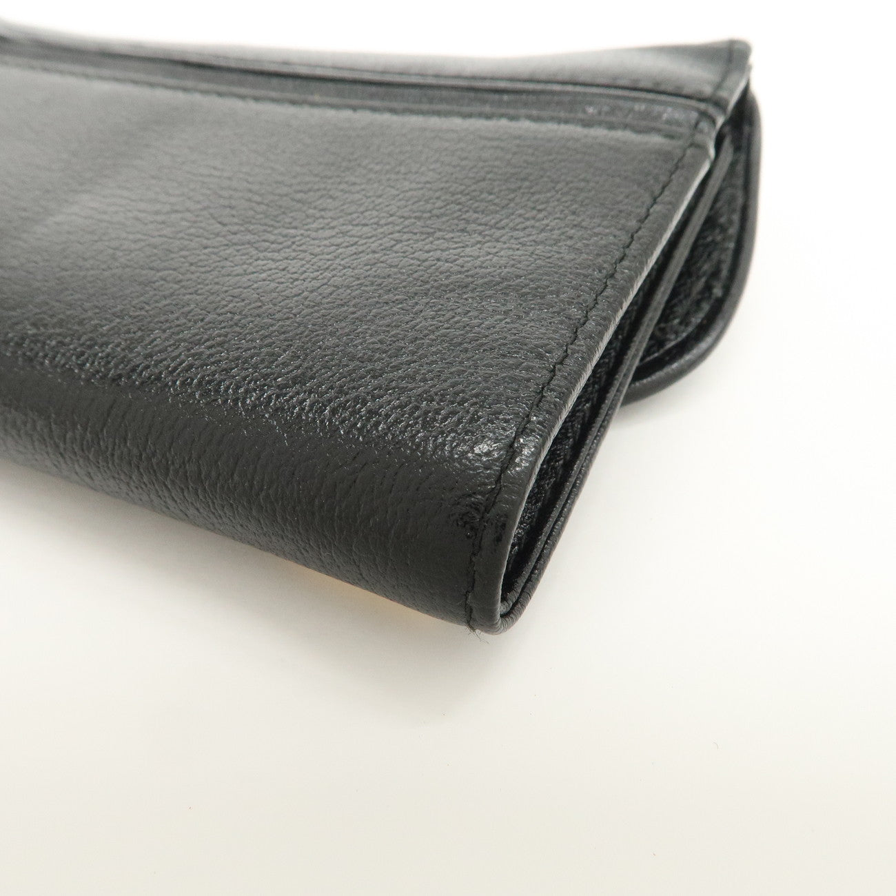 Christian Dior Leather Saddle Long Wallet Black Gold