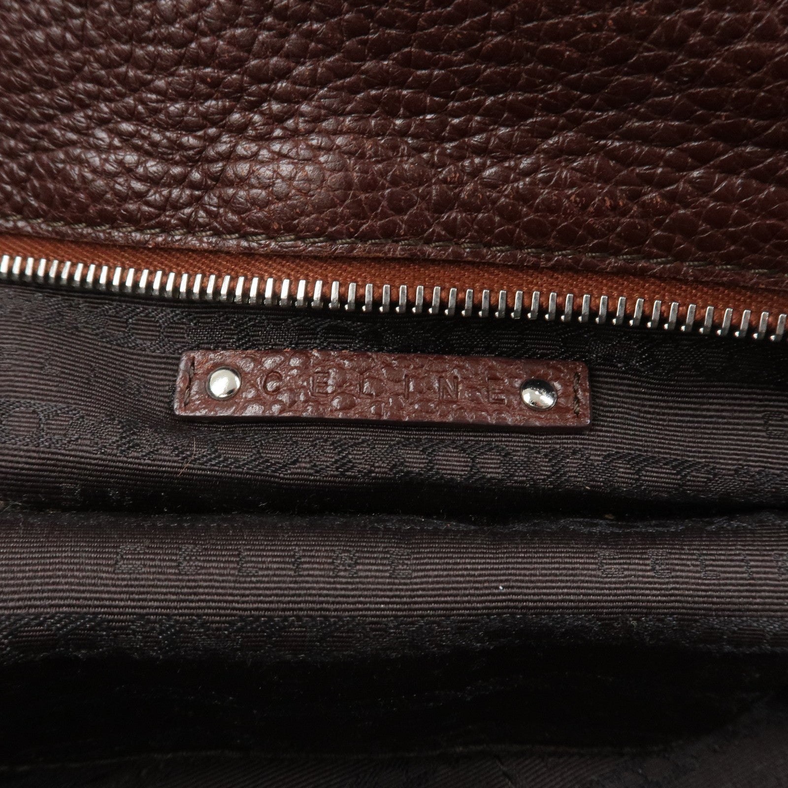 CELINE Bittersweet Leather Shoulder Bag Hand Bag Tote Bag Brown