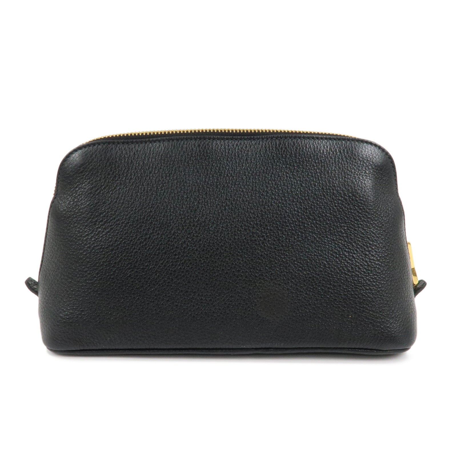 PRADA Logo Vitello Daino Leather Cosmetic Pouch Black 1NA024