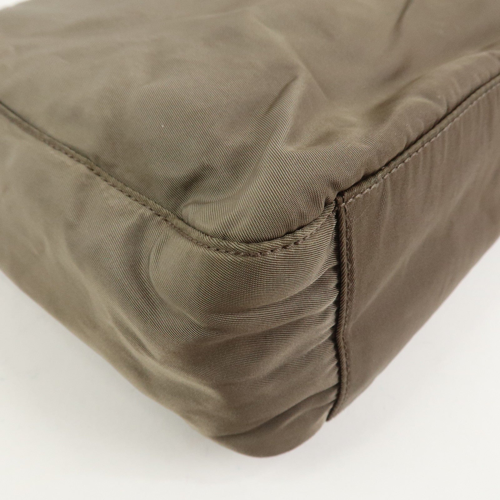 PRADA Triangle Logo Nylon Tote Bag Hand Bag Gray