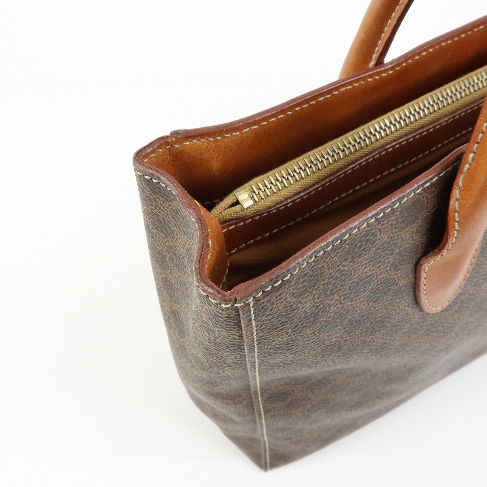CELINE Macadam PVC Leather Tote Bag Hand Bag Brown