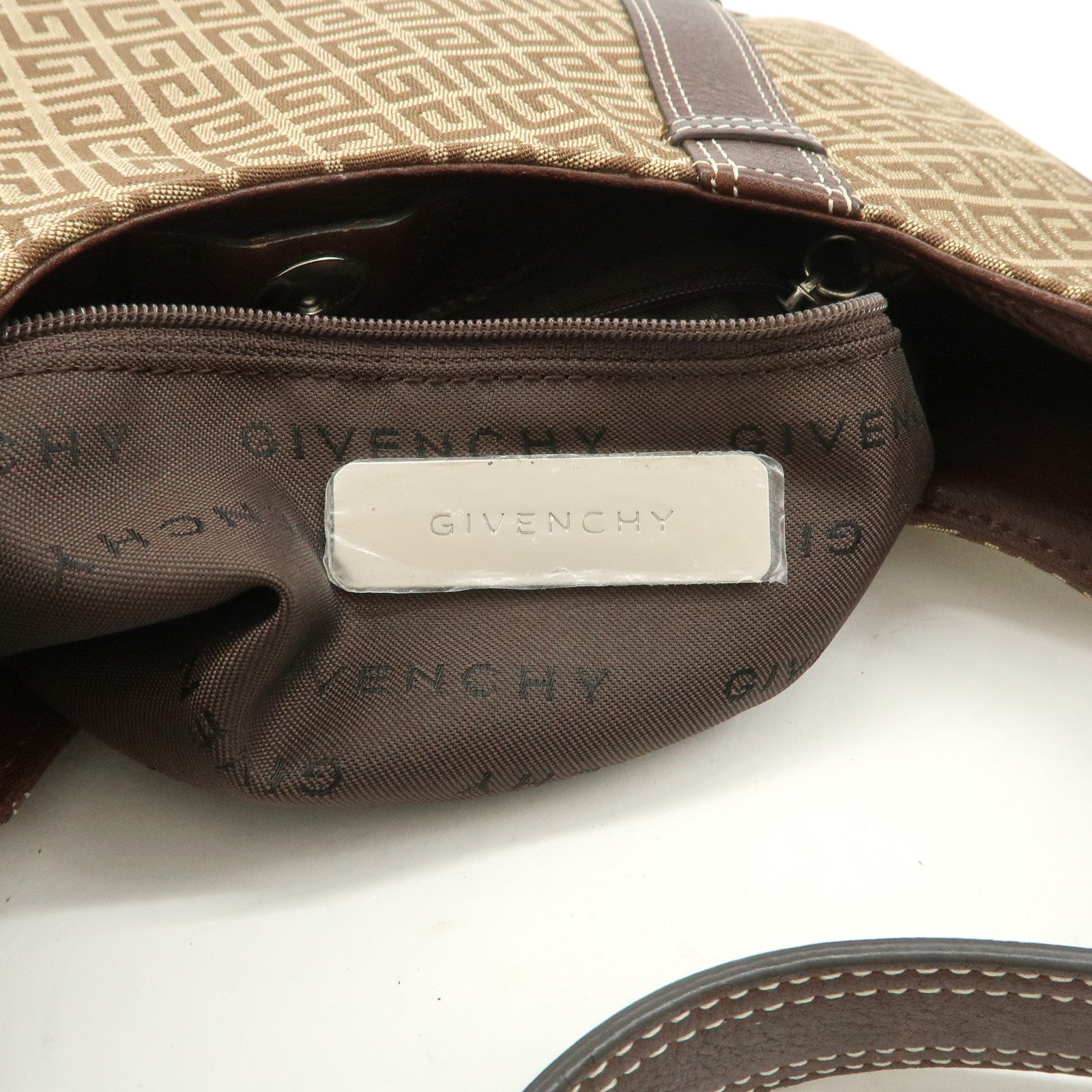 GIVENCHY 4G Logo Canvas Leather Hand Bag Shoulder Bag Beige Brown