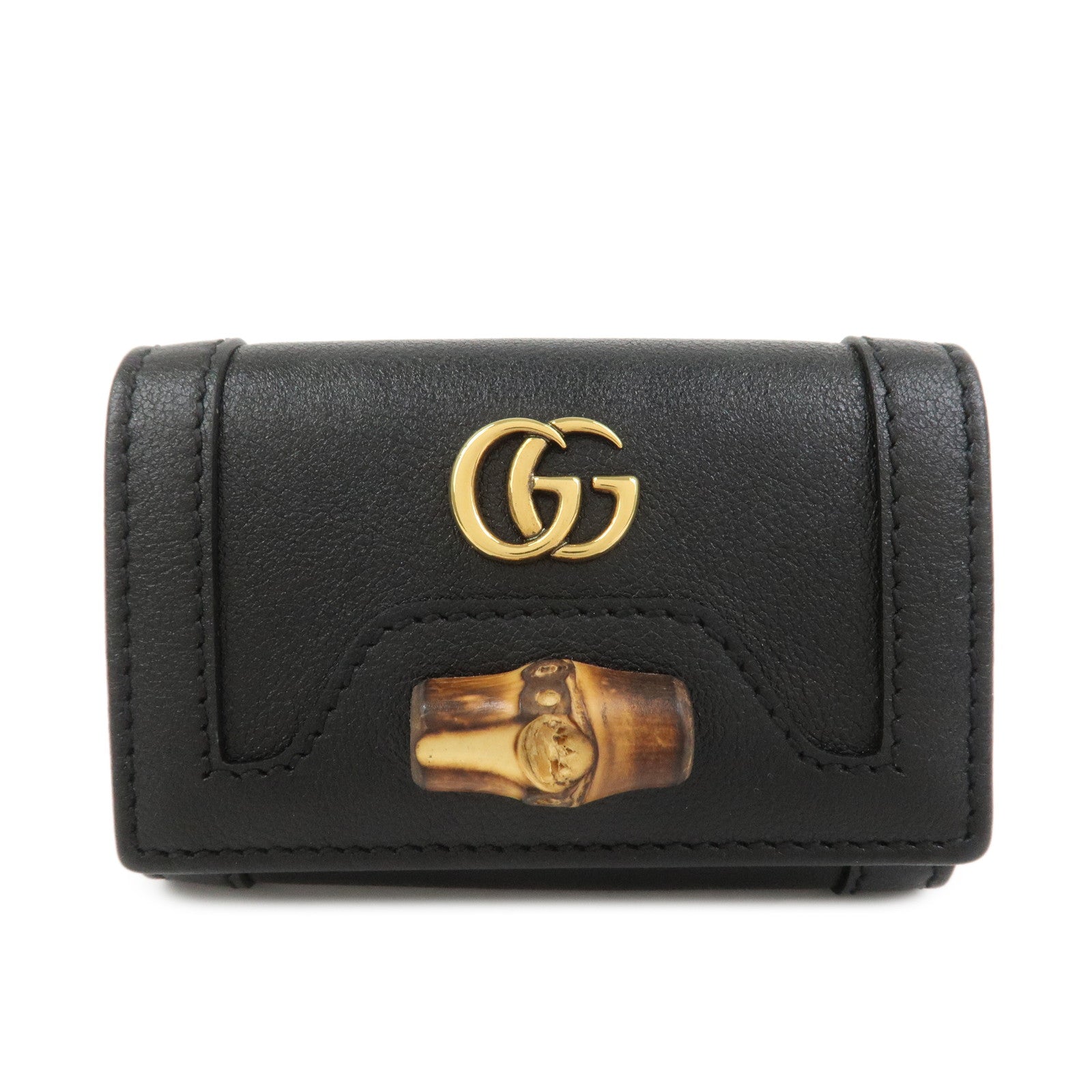 GUCCI GG Marmont Bamboo Leather 6 Key Rings Key Case Black 658636