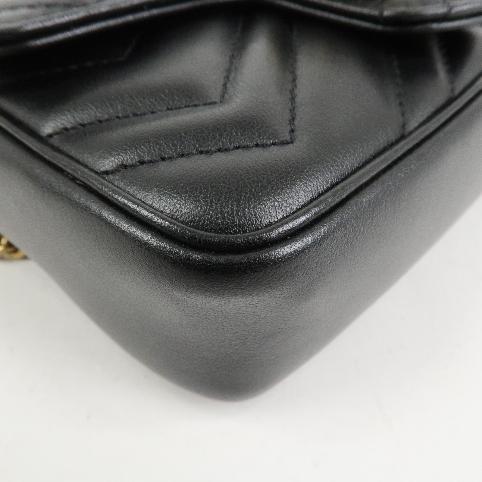 GUCCI GG Marmont Leather Chain Shoulder Bag Black 476433