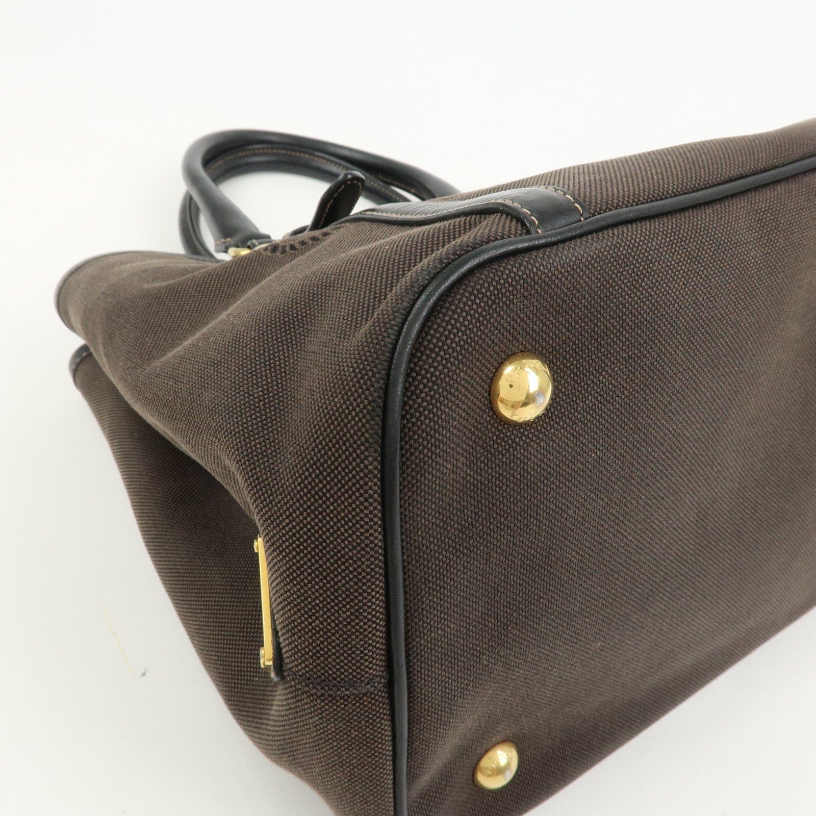 PRADA Jacquard Leather 2Way Bag Tote Bag Hand Bag Brown BN1841