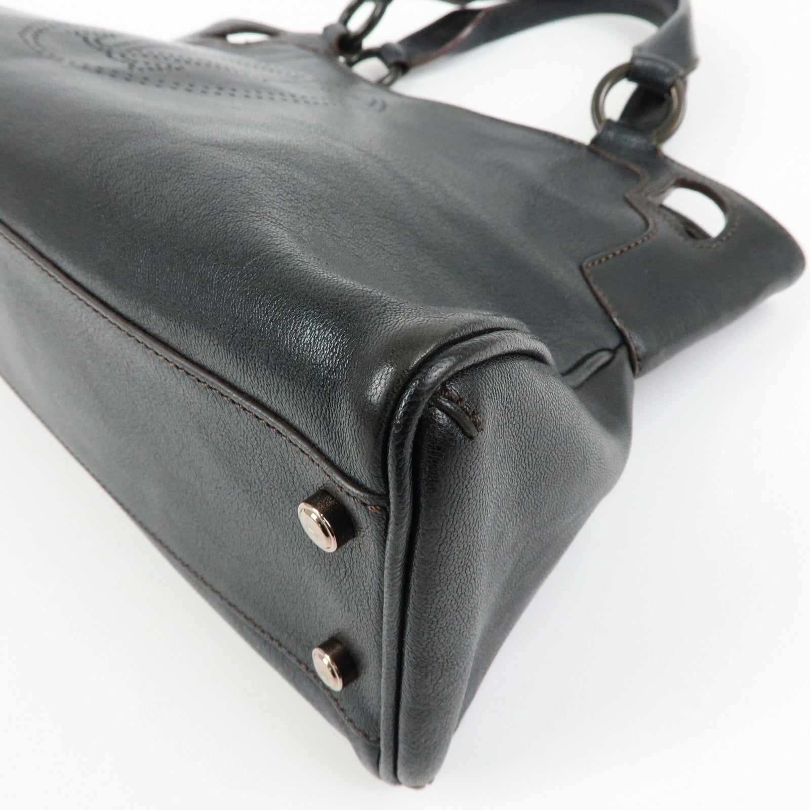 Cartier Marcello de Cartier Leather Hand Bag Tote Bag Black