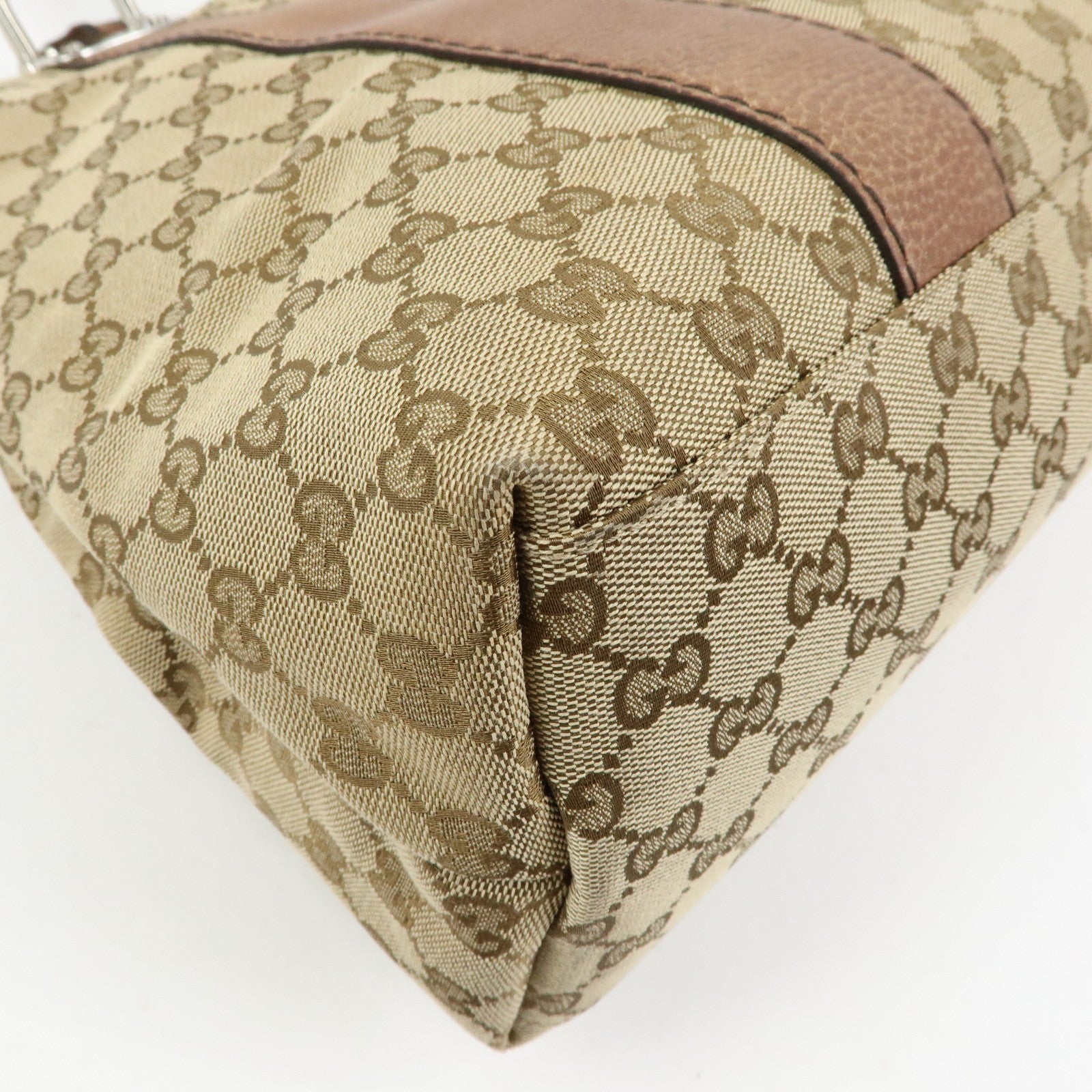 GUCCI Bamboo GG Canvas Leather Tote Bag Hand Bag Beige Brown 232947