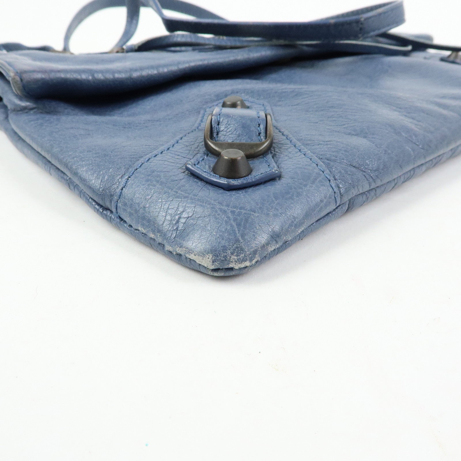 BALENCIAGA Classic Envelope Leather 2Way Shoulder Bag Blue 319376