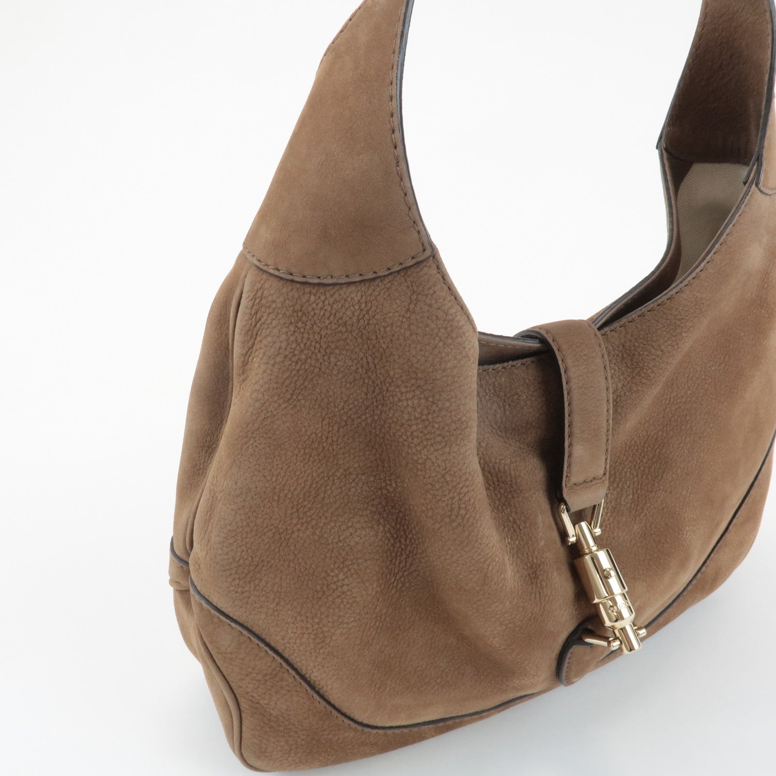 GUCCI New Jackie Leather Shoulder Bag Hand Bag Brown 277520 Used